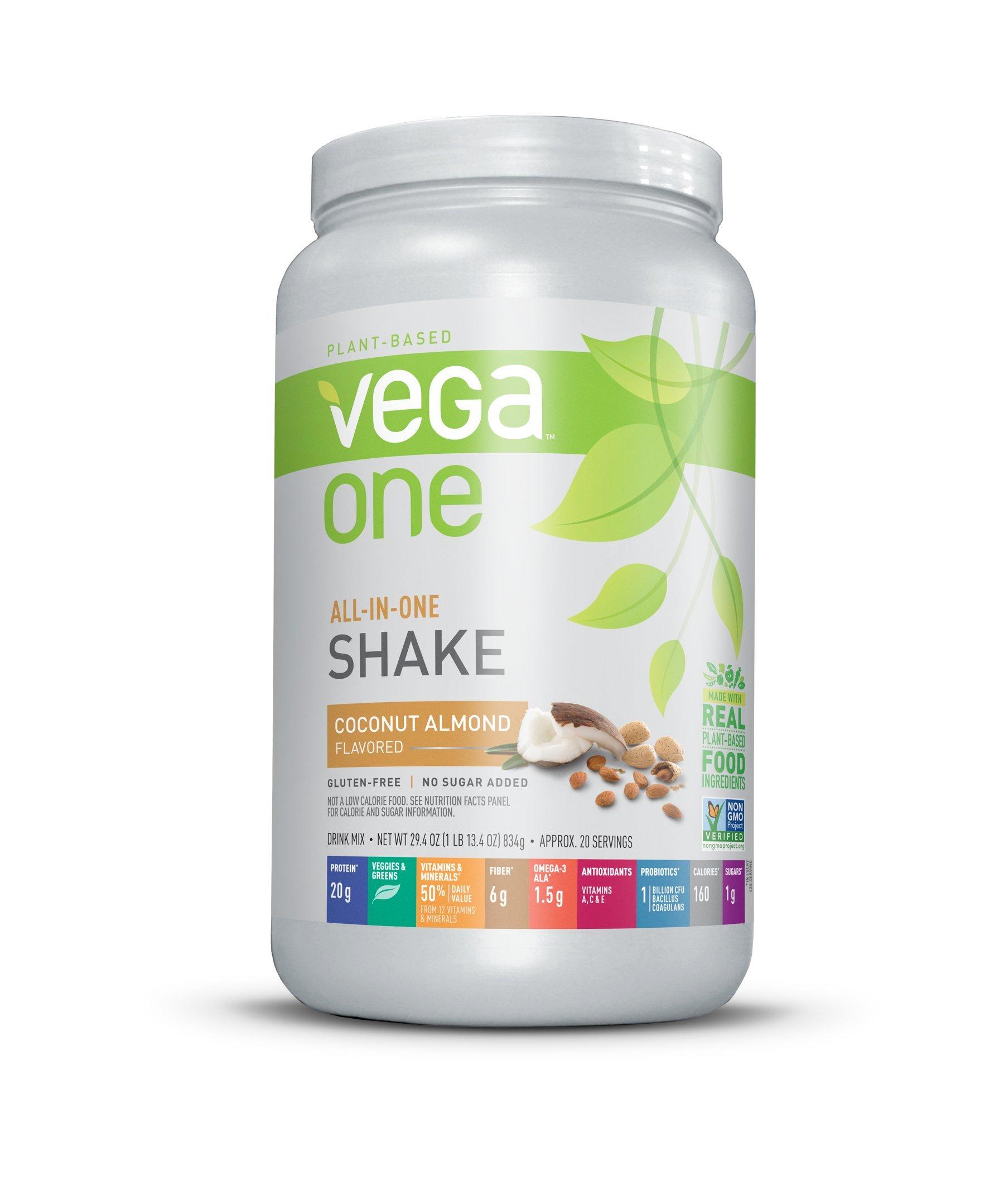 Vega Vega One All-In-One Nutrition Shake Coconut Almond (20 servings) - Plant Based Vegan Protein Powder, Non Dairy, Gluten Free, Non GMO, 29.4 Ounce (Pack of 1)