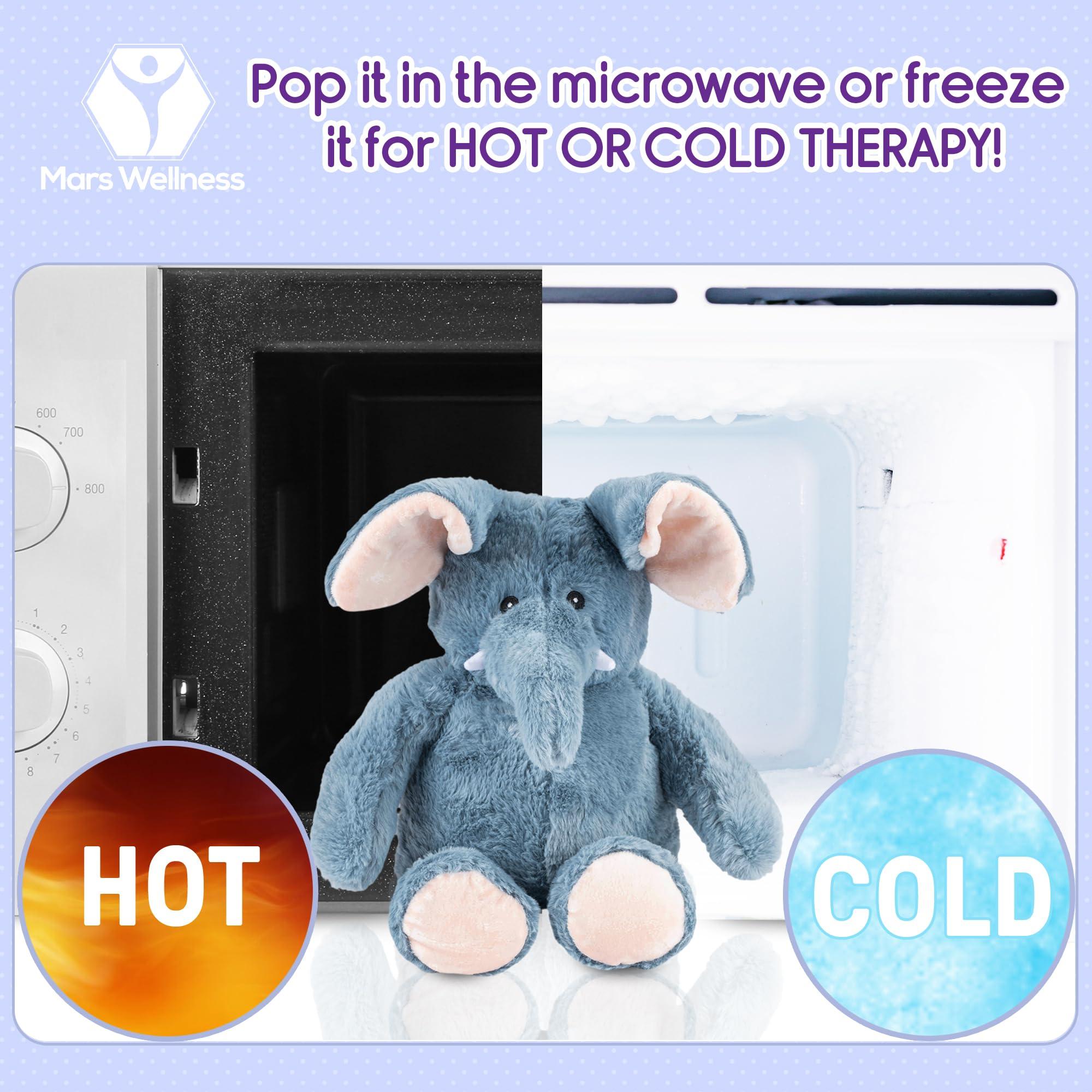 MARS WELLNESS Lavender Scented Microwavable Plush Elephant - Heated Stuffed Animals - Hot or Cold Therapy, Bedtime Buddy, Travel Companion, Anxiety and Colic Relief - Great Valentines Day Gift