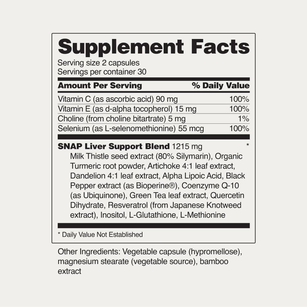 Snap Supplements Snap Supplements Liver Health Support Supplement, Natural Liver Cleanse Detox and Repair, 60 Count (Pack of 2)