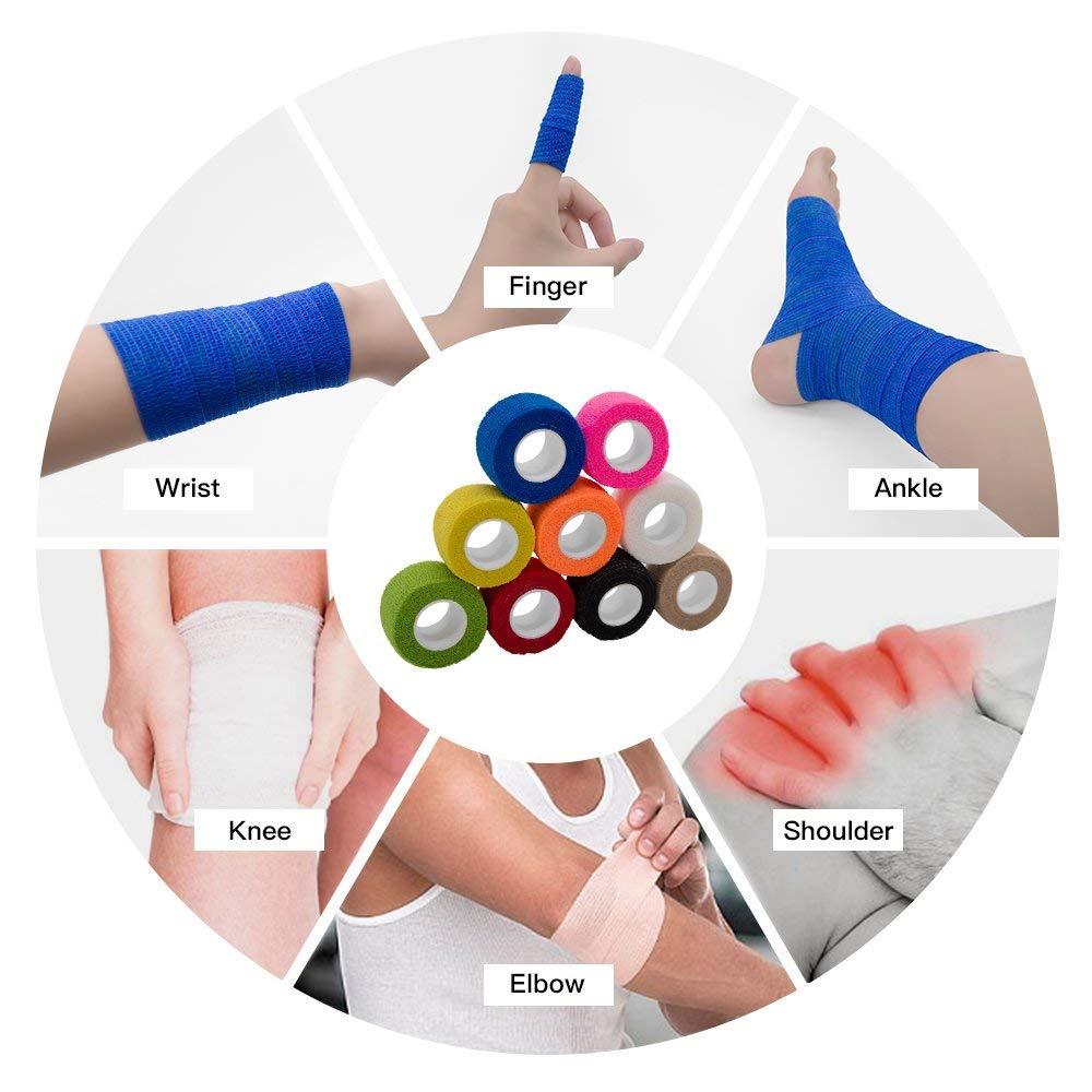 GooGou GooGou Self Adhesive Wrap Bandage Cohesive Bandage Breathable Self Adherent Wrap for Sprain Swelling and Soreness on Wrist and Ankle 10PCS 1 in X 14.7 ft (Green)