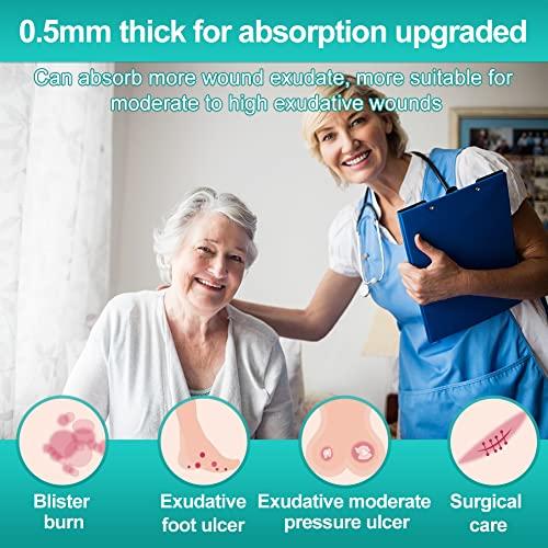 Dimora Dimora Hydrocolloid Dressing 4\" x 4\" 10 Pack 0.5mm Thick + Silicone Foam Dressing with Border 20 Pack Adhesive 4\"x4\"