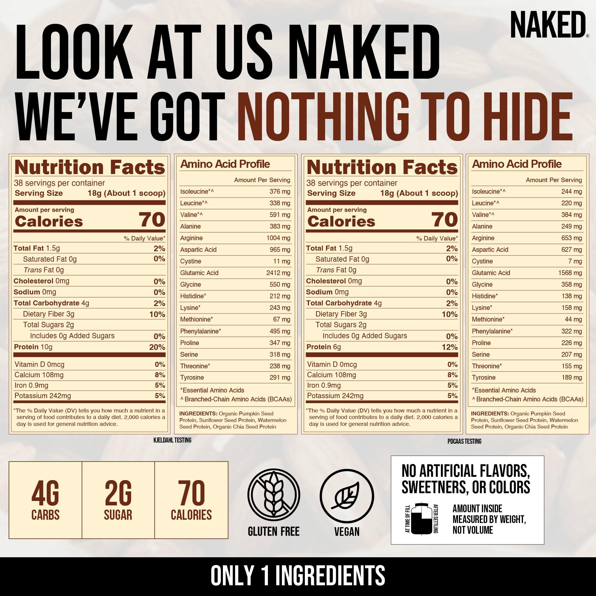 NAKED NAKED Almond Protein Powder from US Farms, Only 1 Ingredient, Vegan, Gluten-Free, No Additives, No Salt, No Sugar - 38 Servings - 1.5LB