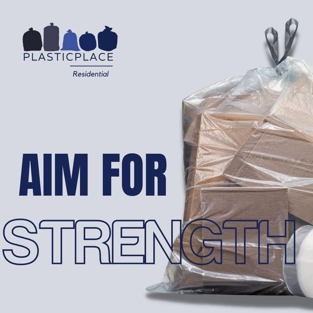Plasticplace Plasticplace 13 Gallon Trash Bags  1.0 Mil  Clear Extra Tall Drawstring Garbage Can Liners  24\" x 31\" (200 Count)