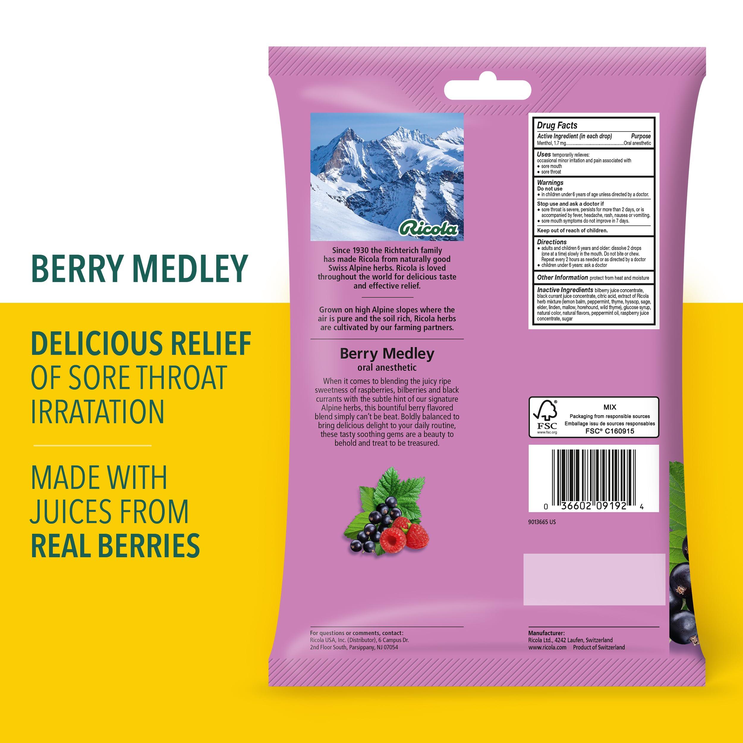 Ricola Ricola Berry Medley Throat Drops, 45 Count Sugar Free Original Herb Cough Drops, 19 Count