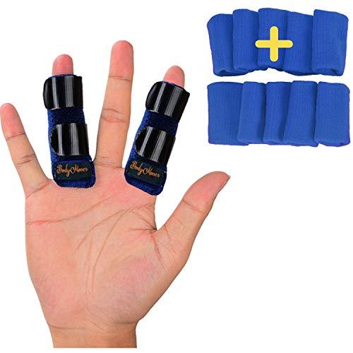 BodyMoves BodyMoves 2 Finger Splints Plus 10 Sleeves (12 pc Set, Aqua Blue)