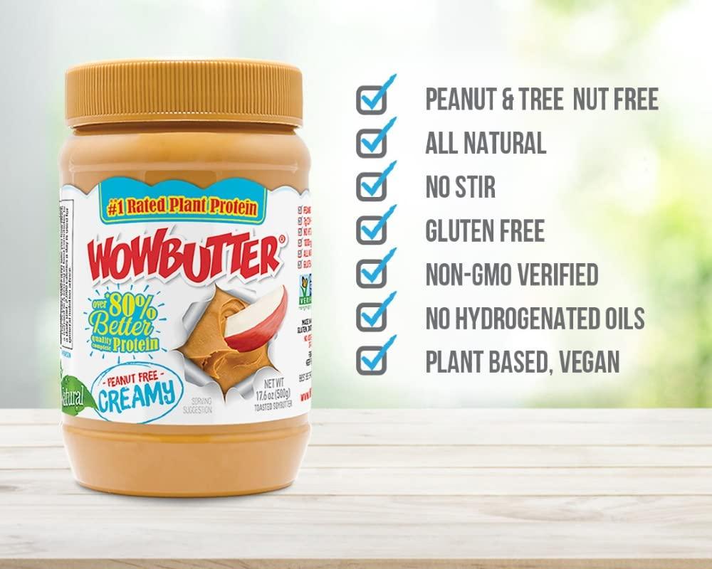 WOWBUTTER WOWBUTTER Natural Peanut Free Creamy 1.1lb Jar, (Pack of 4)