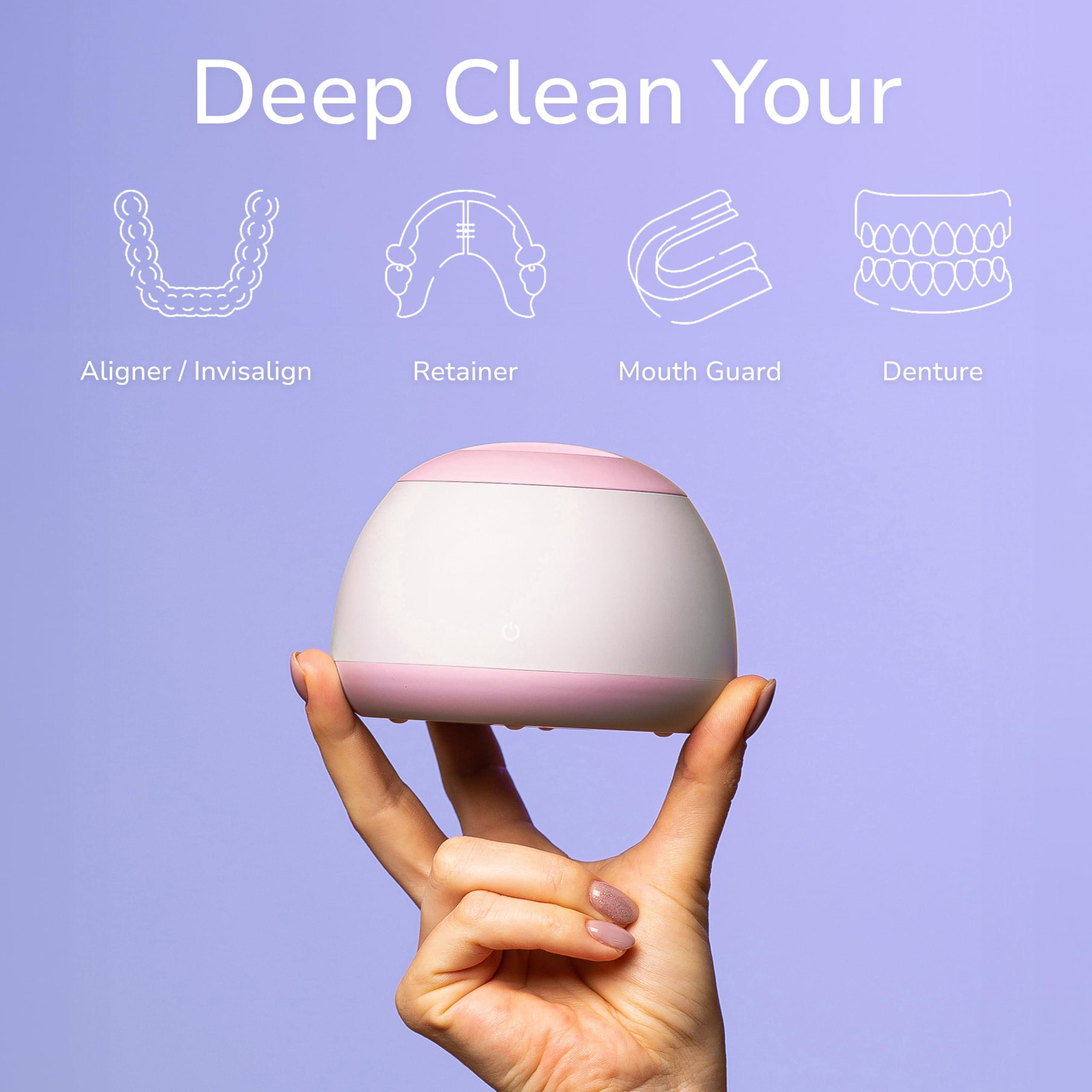 Zima Dental Zima Dental Pod | Rose Pink | Ultrasonic Retainer Cleaner Machine | Aligner, Nightguard, Mouth Guard, Denture Cleaner | Oral Dental Care FSA HSA Approved