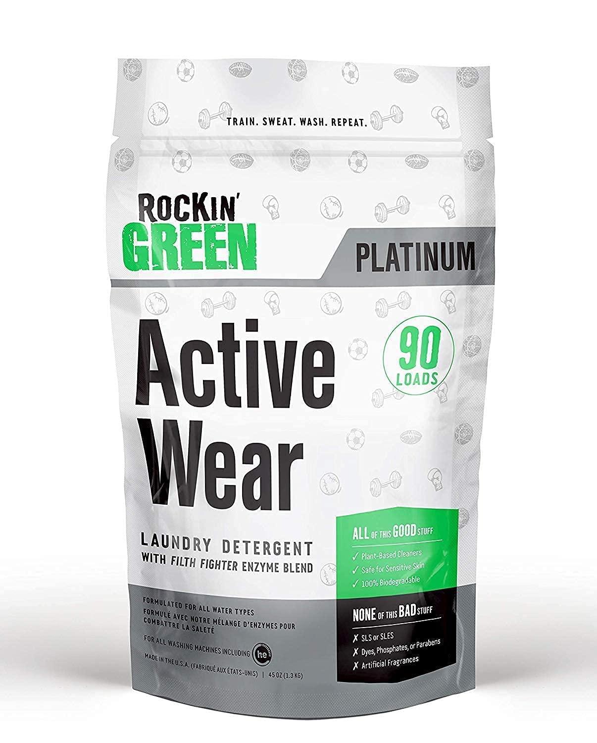 Rockin\' Green Rockin\' Green Active Wear 45oz Bundle With Classic Rock Unscented Laundry Detergent Powder 45oz | All-Natural and Eco-Friendly | Non-Toxic and Safe for Sensitive Skin | Vegan and Biodegradable