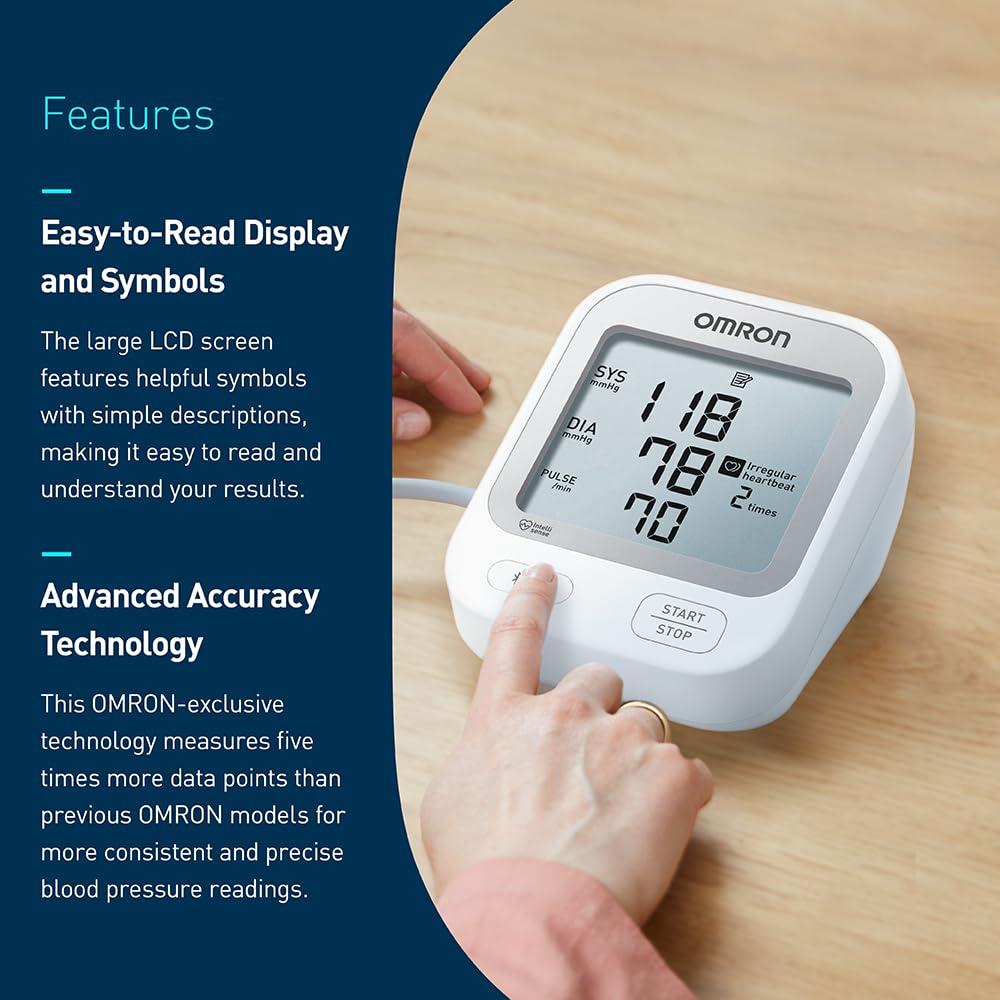 Omron OMRON Silver Upper Arm Blood Pressure Monitor with Large Display, Clinically Validated, Medical Grade, FDA Cleared, FSA/HSA Eligible, Uses OMRON Connect App for Unlimited Free Measurements