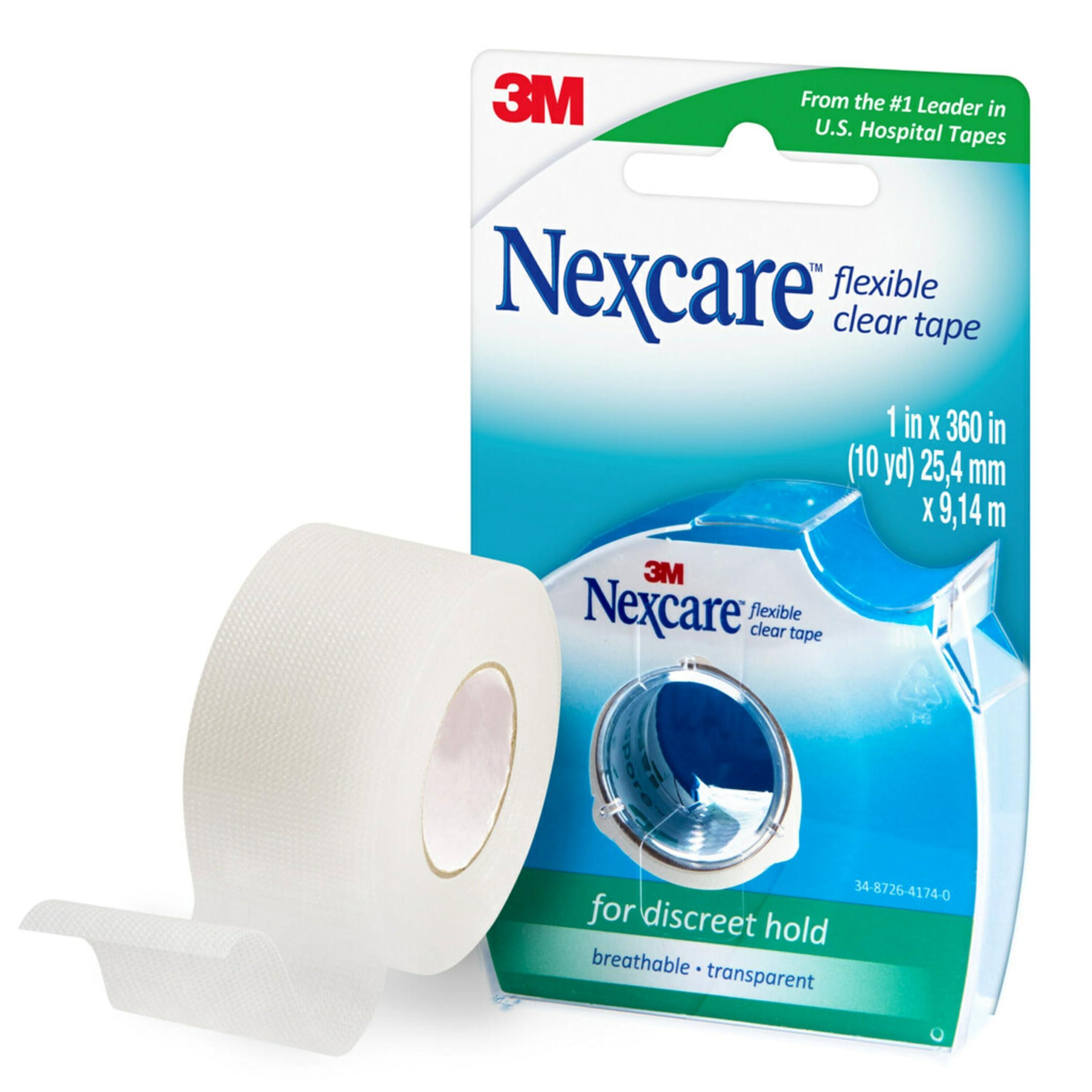 Nexcare Nexcare Gentle Paper Tape Dispenser and Flexible Clear Tape, Medical Tapes Secure Dressings - 1 in x 10 Yds, 1 Dispenser and 1 Roll