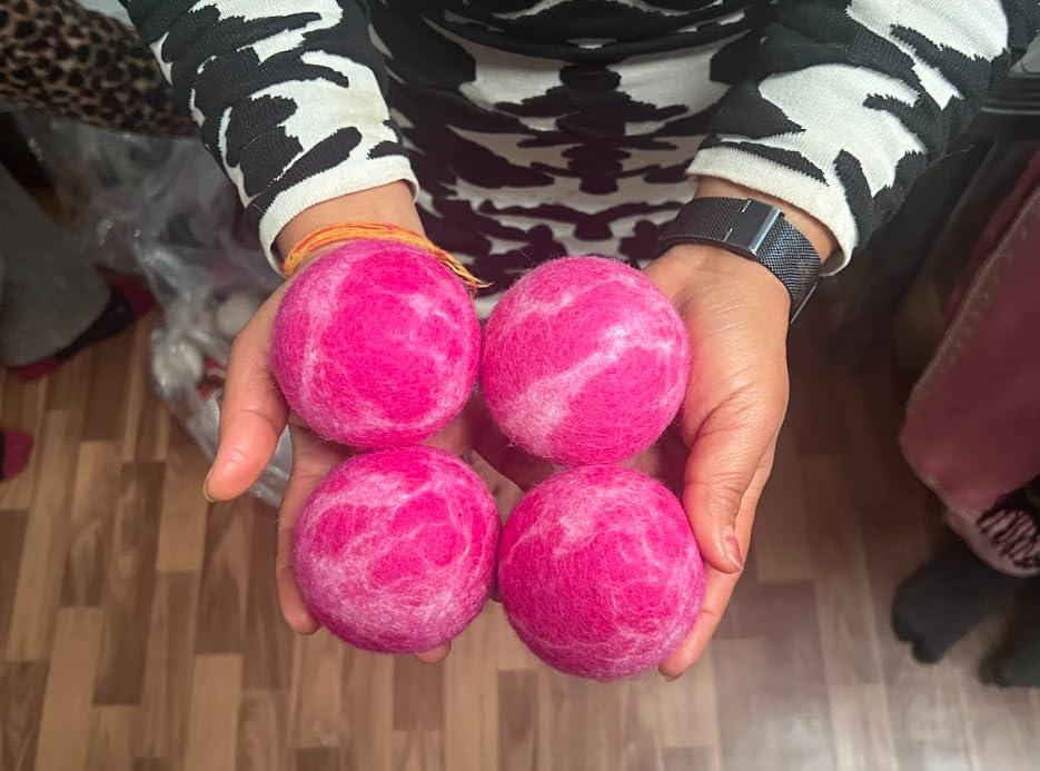 Shop Factory Direct Wool Dryer Balls 100% New Zealand Wool Dryer Balls, Chemical Free Fabric Softener for 1000+ Loads, Hypoallergenic, Cruelty-Free, Reusable, Baby Safe, Handmade Color 6 Pack XL Tie Dye Wool Balls.