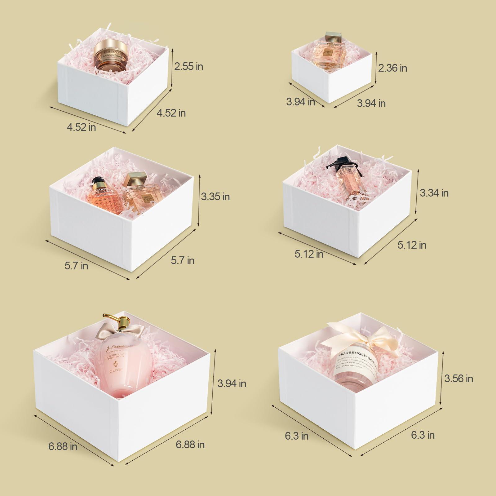 NOVELTYBOXUSA NOVELTYBOXUSA Nesting Gift Boxes with Lids for Presents Set of 6, Black Square Gift Box with Ribbon, Assorted Sizes Stackable Gift boxes for Birthday Wedding Bridesmaid Proposal