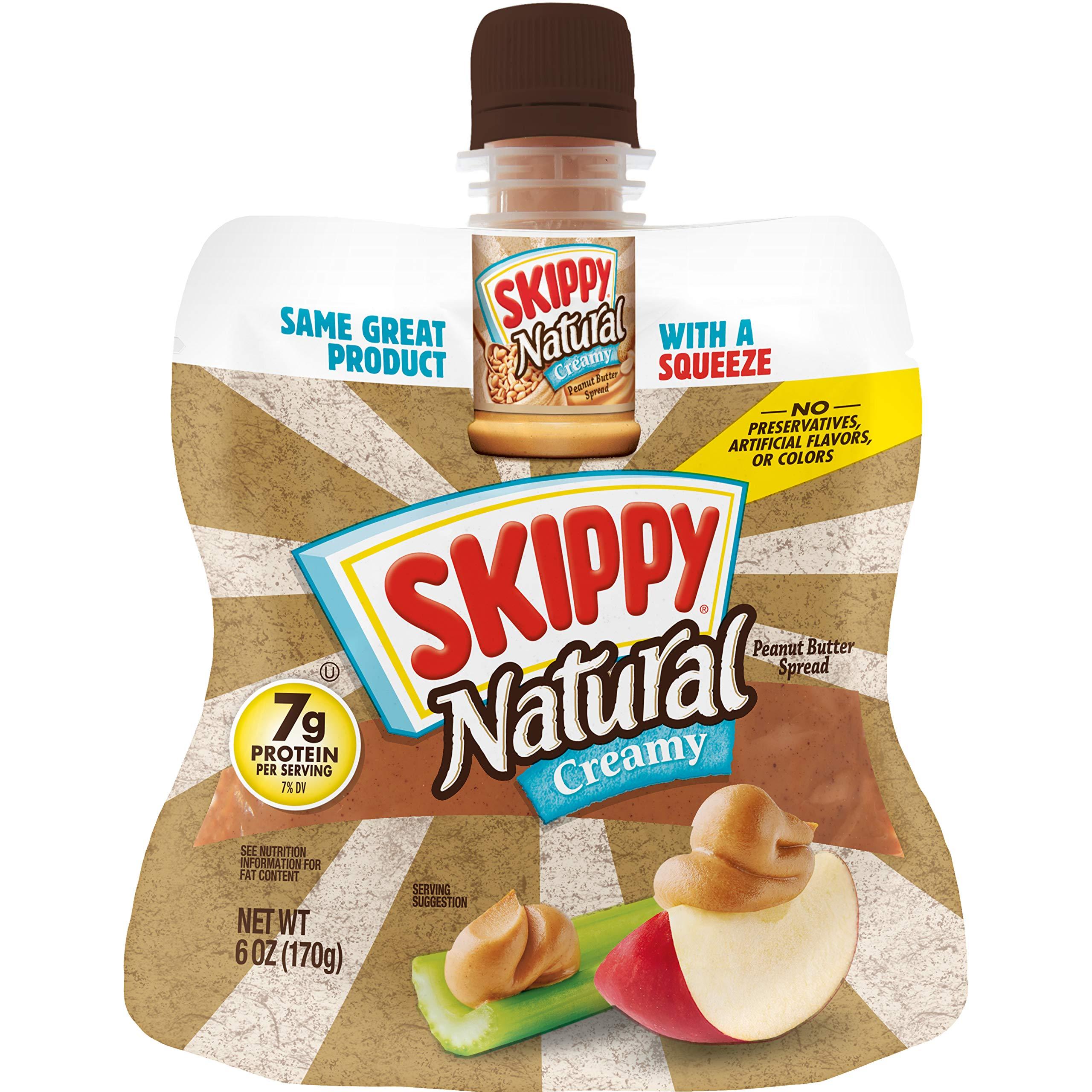 SKIPPY SKIPPY Squeeze Natural Creamy Peanut Butter, 6 Ounce (Pack of 6)