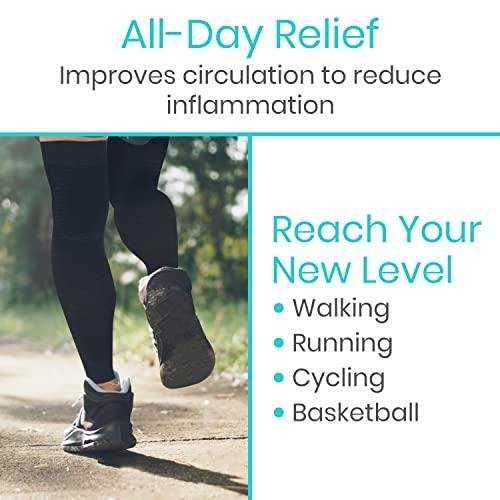Vive Vive Full Leg Compression Sleeves for Men & Women (Pair) - Knee, Calf, & Thigh Support Brace Wrap for Basketball, Football, Wrestling - Footless Long Running Accessories for Shin Splints (Small)