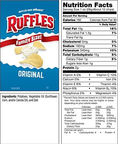 Ruffles Frito Lay, Ruffles, Potato Chips, 14.5oz Bag (Pack of 3) (Choose Flavors Below) (Party Size Original 14.5oz)