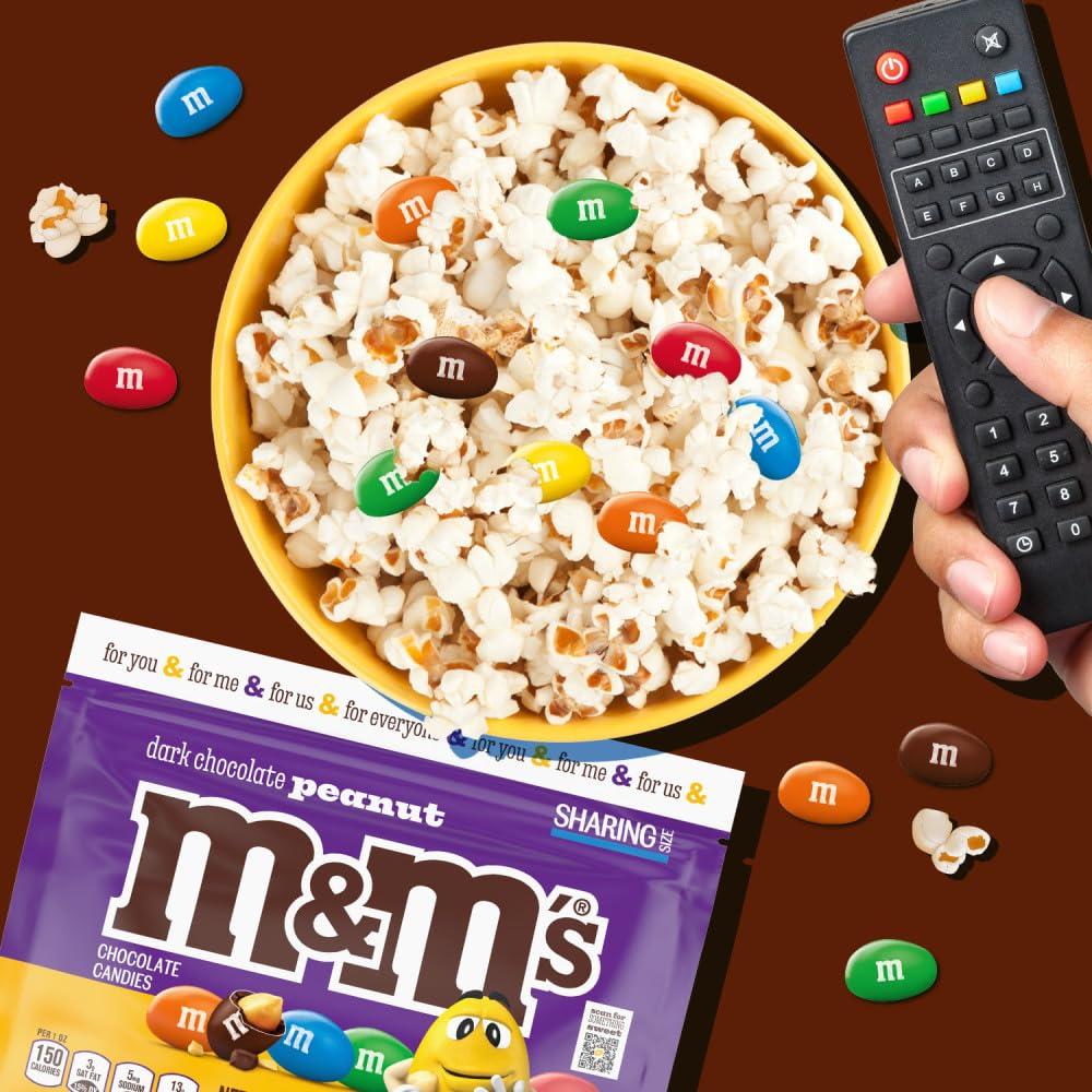 M&M\'S M&M\'S Peanut Dark Chocolate Candy, Sharing Size, 9.4 oz Resealable Bag