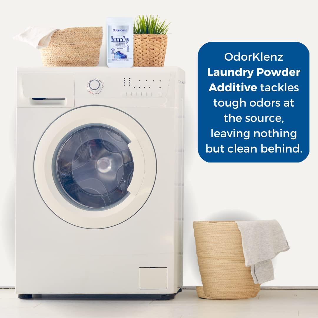 OdorKlenz OdorKlenz Laundry Additive Odor Remover, Powder, 30 Loads | Laundry Odor Eliminator for Strong Odors | Smoke Odor, Chemical Odors, Pet Odors & New Clothes Smell | Unscented and Non-Toxic