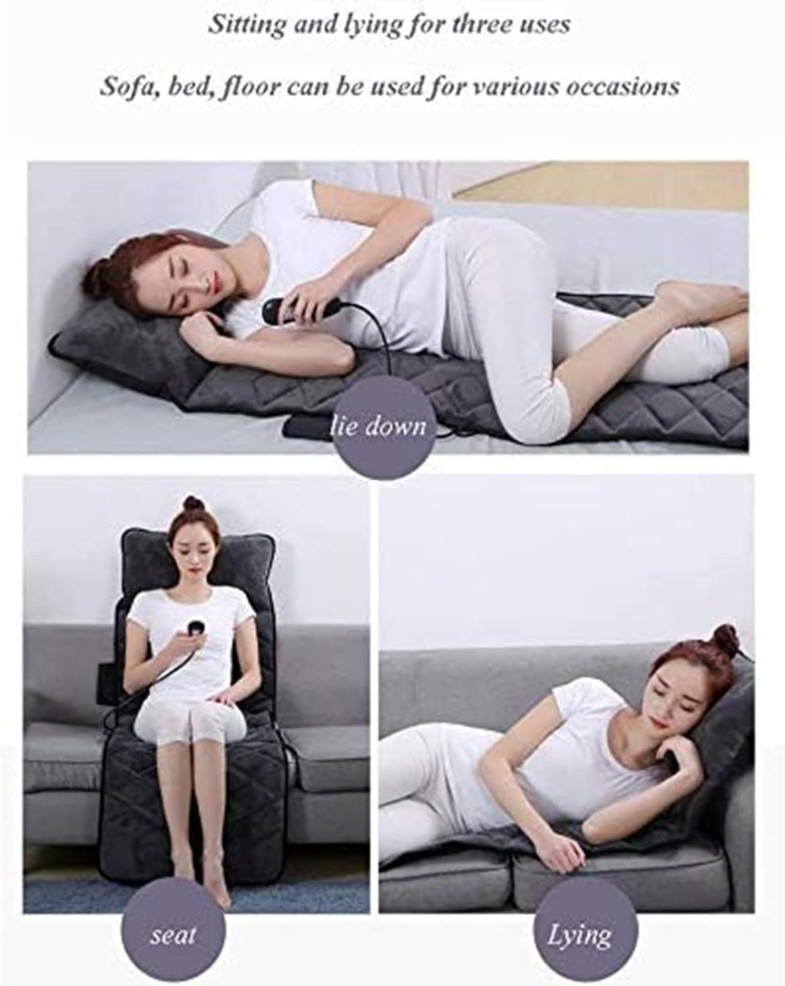 ctamm Electric Massage Mattress MatFull Body Electric Massage Mat with Shiatsu Kneading Massage Heads, Foldable Full Body Massager Cushion with 9 Modes 10 Vibration Motors for Pain Relief