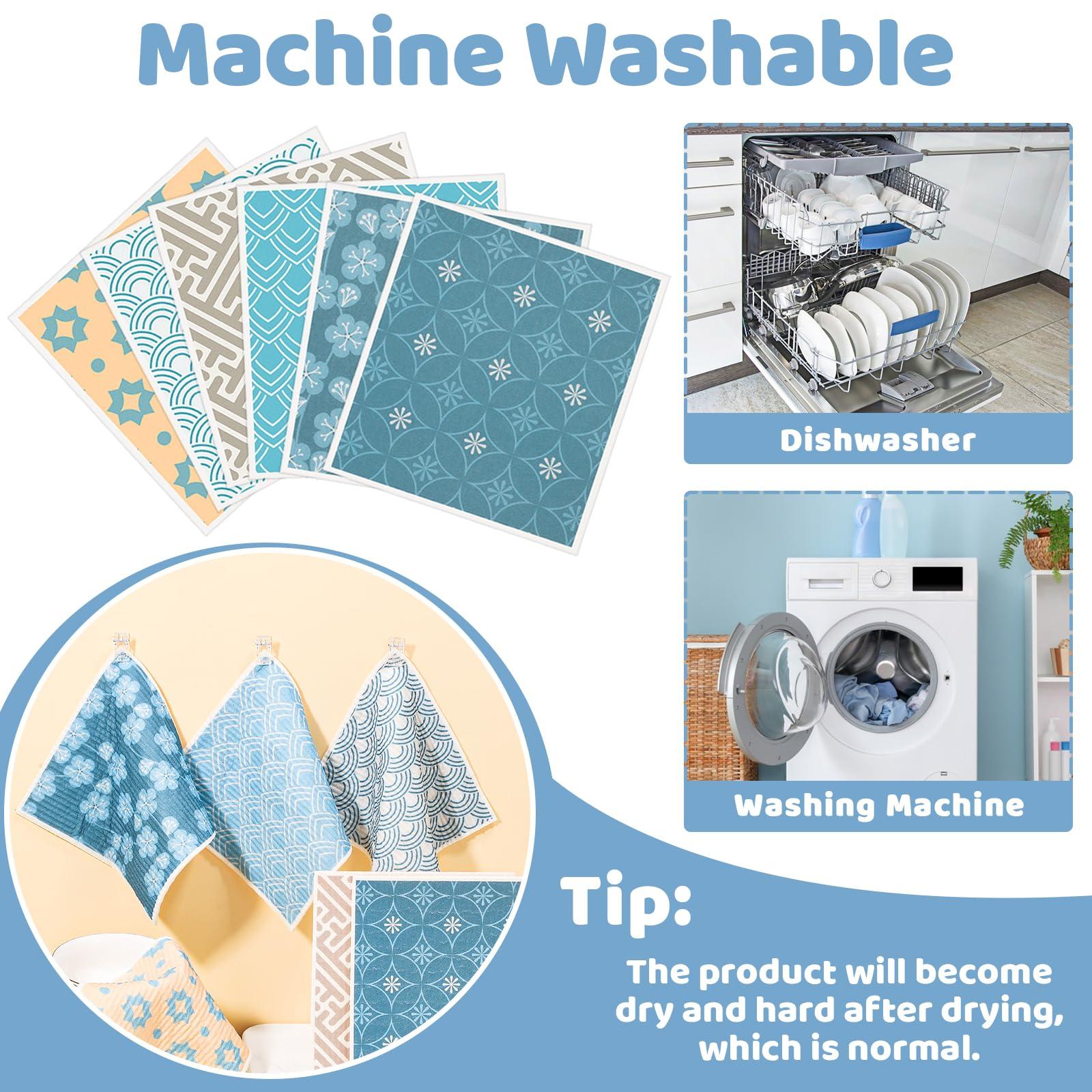 Needbrock 12 Pack Swedish Dishcloths for Kitchen, Reusable Paper Towels Swedish Dish Towels with Clips, Absorbent Dish Cloth No Odor for Cleaning Home Kitchen