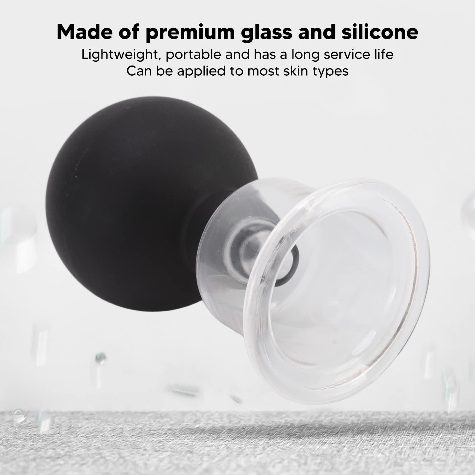 JEOZBM JEOZBM Glass Cupping Set, 4 Pieces Facial Cupping Therapy Set Glass, Silicone Cupping Cups, Massage Vacuum Suction Cupping Cups for Body Face Leg Arm Back Shoulder Muscle