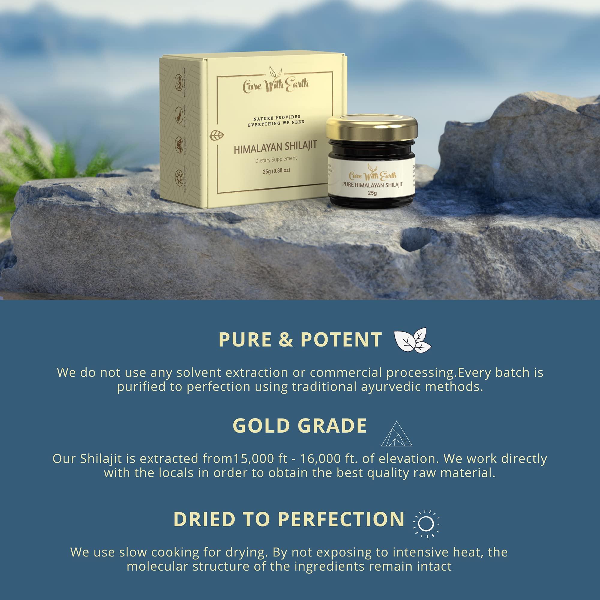 Cure With Earth Pure Himalayan Shilajit Resin - Pack of 4 (25g Each) | Tested for Safety | Natural Source of Fulvic Acid - from Cure With Earth