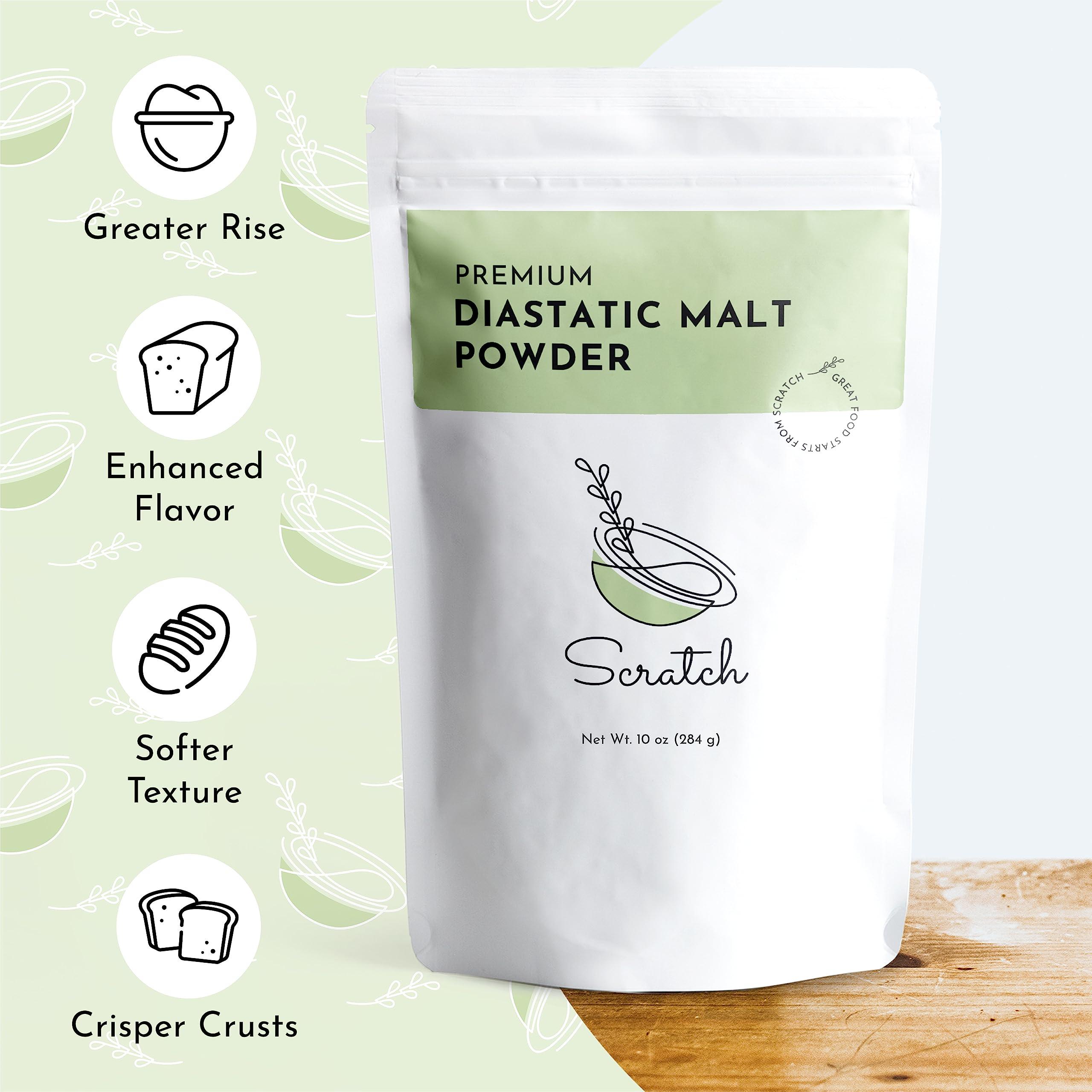 Scratch Scratch Diastatic Malt Powder for Baking - (10oz) Dried Barley Malt for Baking Bread - Bread Improver - Premium Baking Ingredients for Breads, Pizzas, Pretzels, Desserts, Shakes and More