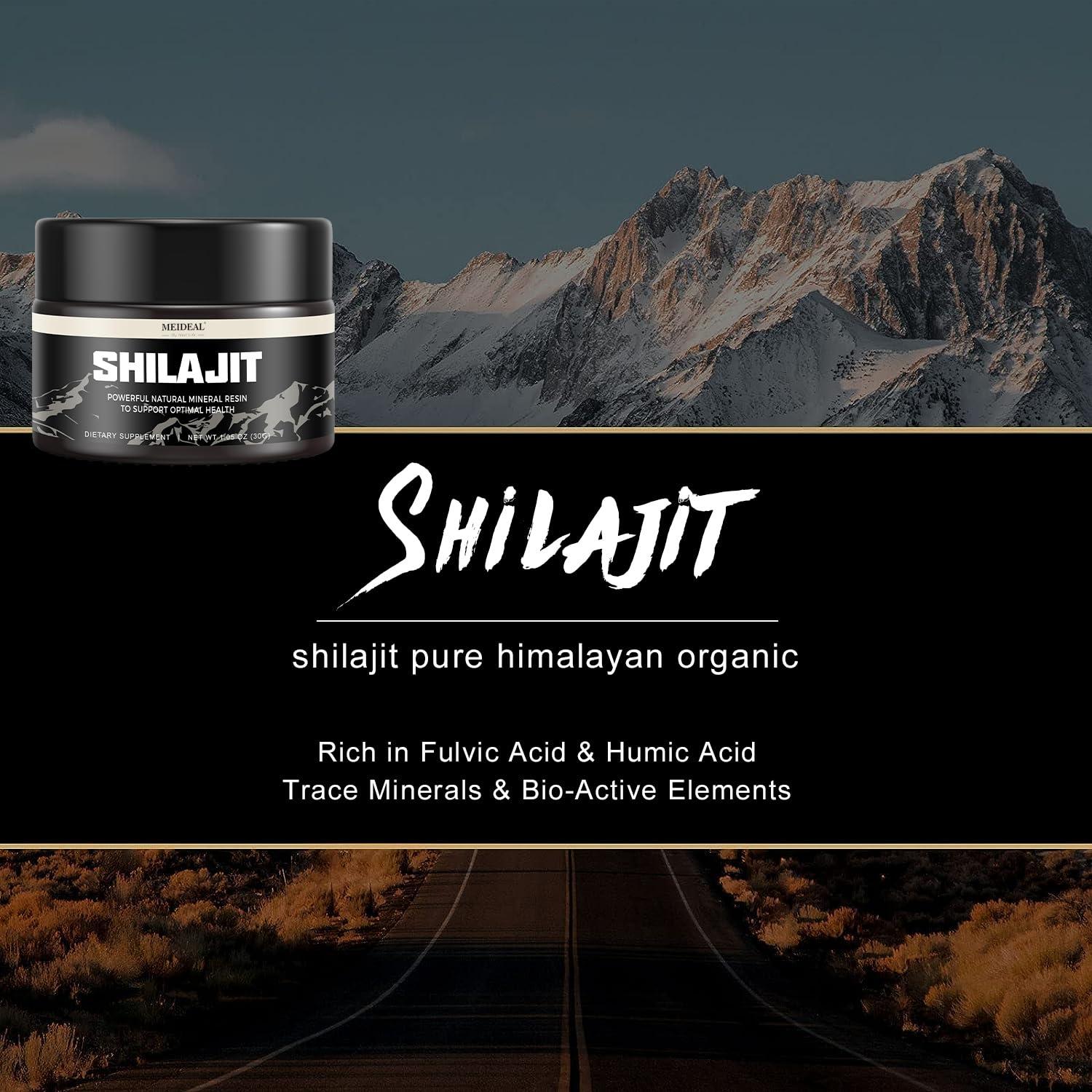 Meideal Shilajit Pure Himalayan Organic Shilajit Resin, Natural Shilajit Resin with Fulvic Acid, 85+ Trace Minerals, Organic Ayurvedic Blend for Energy & Immune System Support, 30 Grams (3 Packs)