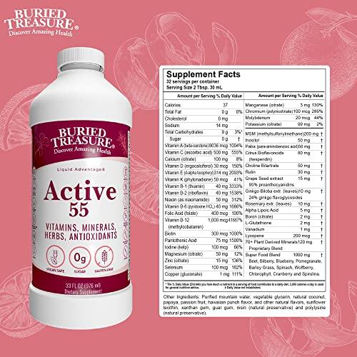 Buried Treasure Buried Treasure Active 55 Plus - 32 serv, Liquid Multivitamin for Seniors, Vegan, Sugar-Free, Natural Immune Support, Vitamins & Super-Foods Blend