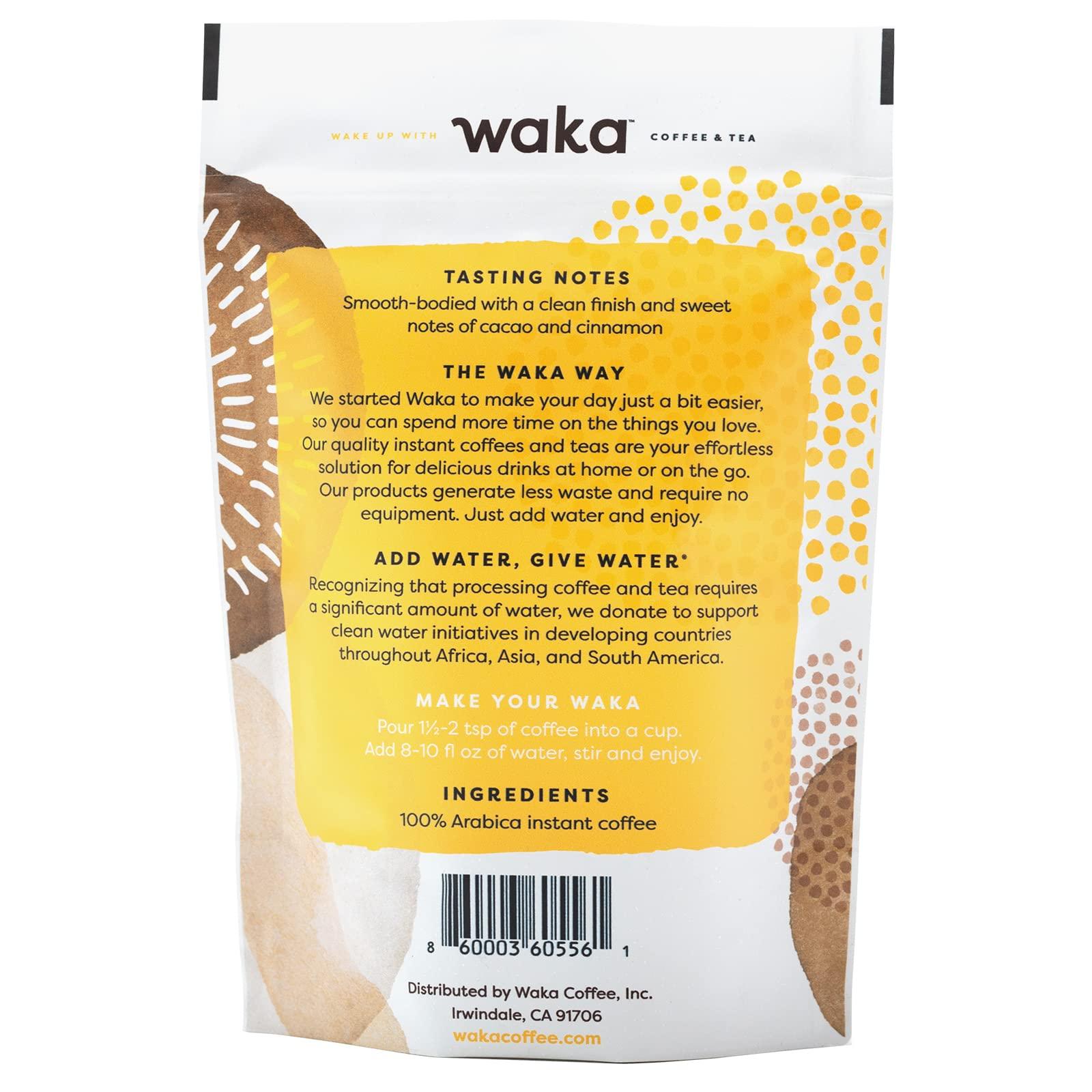 Waka Coffee Waka Instant Coffee, House Roast - 100% Arabica Beans, Freeze Dried Granules, No Sugar or Additives - Bulk Bag for Quick Hot and Iced Coffees, Up to 35 Cups (3.5oz)