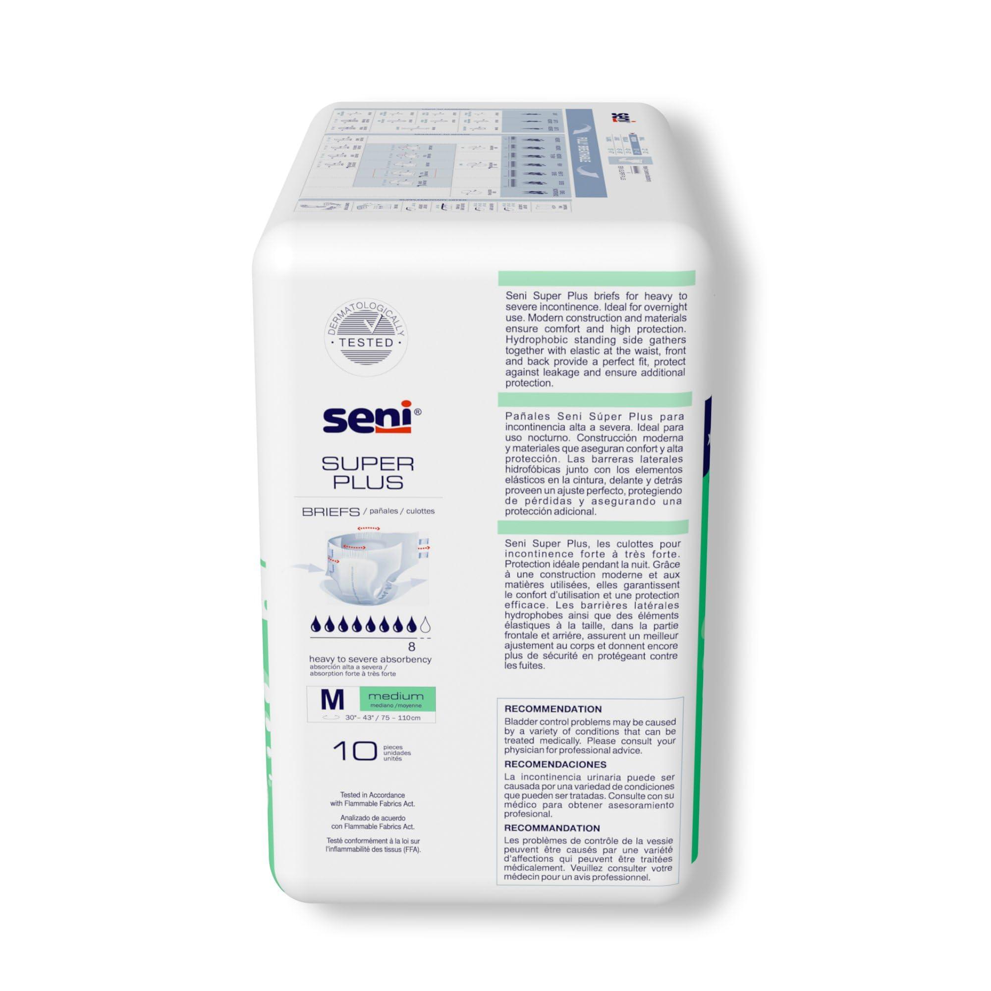 TZMO USA Inc Seni Super Plus Adult Incontinence Brief L Heavy Absorbency Breathable/Overnight, Heavy to Severe (Medium, 20, Count)