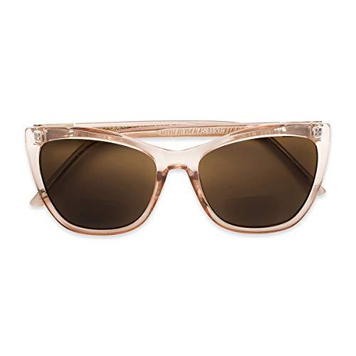 Sofia Vergara x Foster Grant Sofia Vergara x Foster Grant Women's Sofia SunReaders Segment Style Cat-Eye Reading Glasses, Shiny Crystal Blush, 56 mm + 1.25