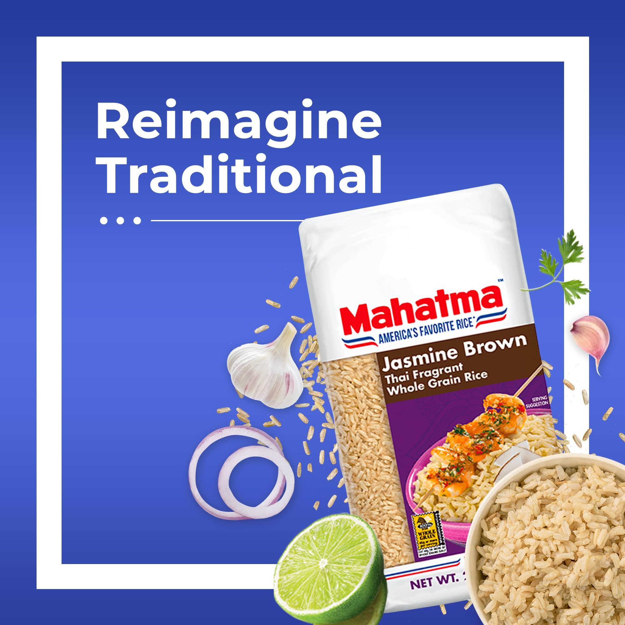 Mahatma Mahatma Brown Jasmine Rice Bag 32-Ounce, Brown Thai Jasmine Rice, Microwave Rice in 20 Minutes or Cook on Stovetop in 30 Minutes