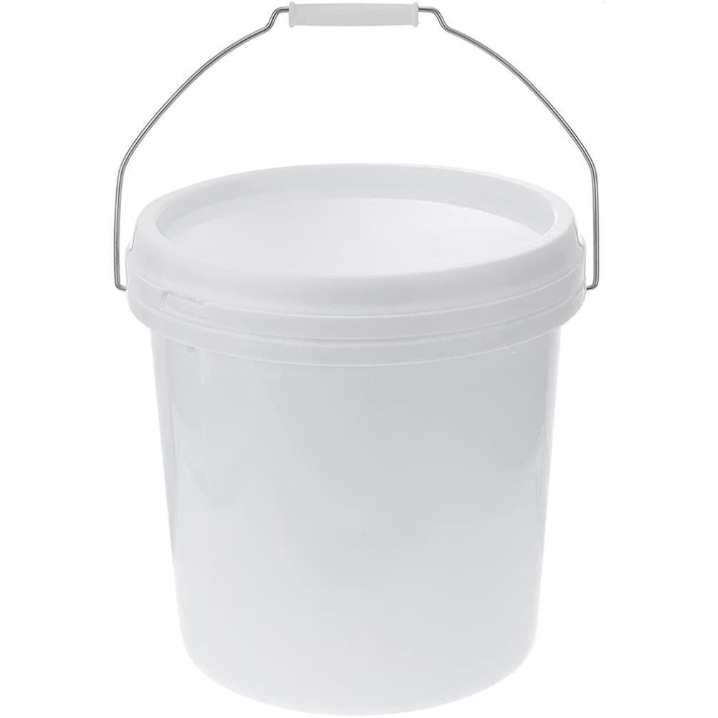 Housoutil Housoutil Water White Plastic Bucket with Handle Lid 8L Ice Cream Tub Heavy Duty Portable All Pail Bucket Container for Food Toy Treasure 5 Gallon Bucket 5 Gallon Bucket 5 Gallon Bucket
