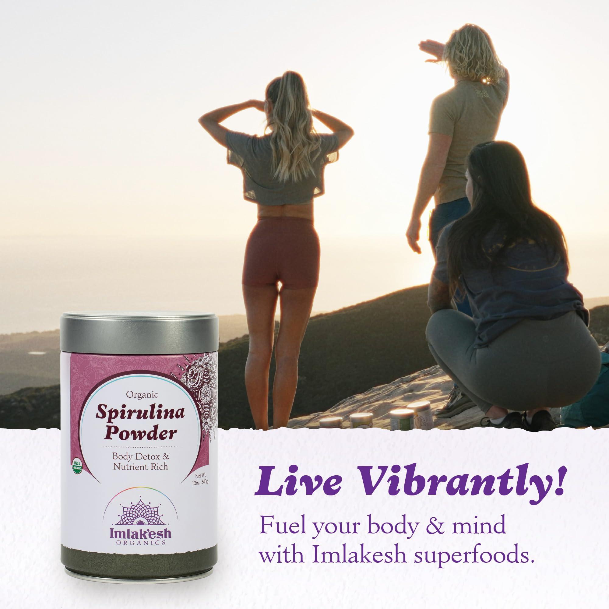 Imlak'esh Organics Imlakesh Organics - Organic Spirulina Powder - Blue-Green Algae Powder - Superfood with Protein and Antioxidants - Vegan, Non-GMO, and Gluten Free (14oz Glass Jar)