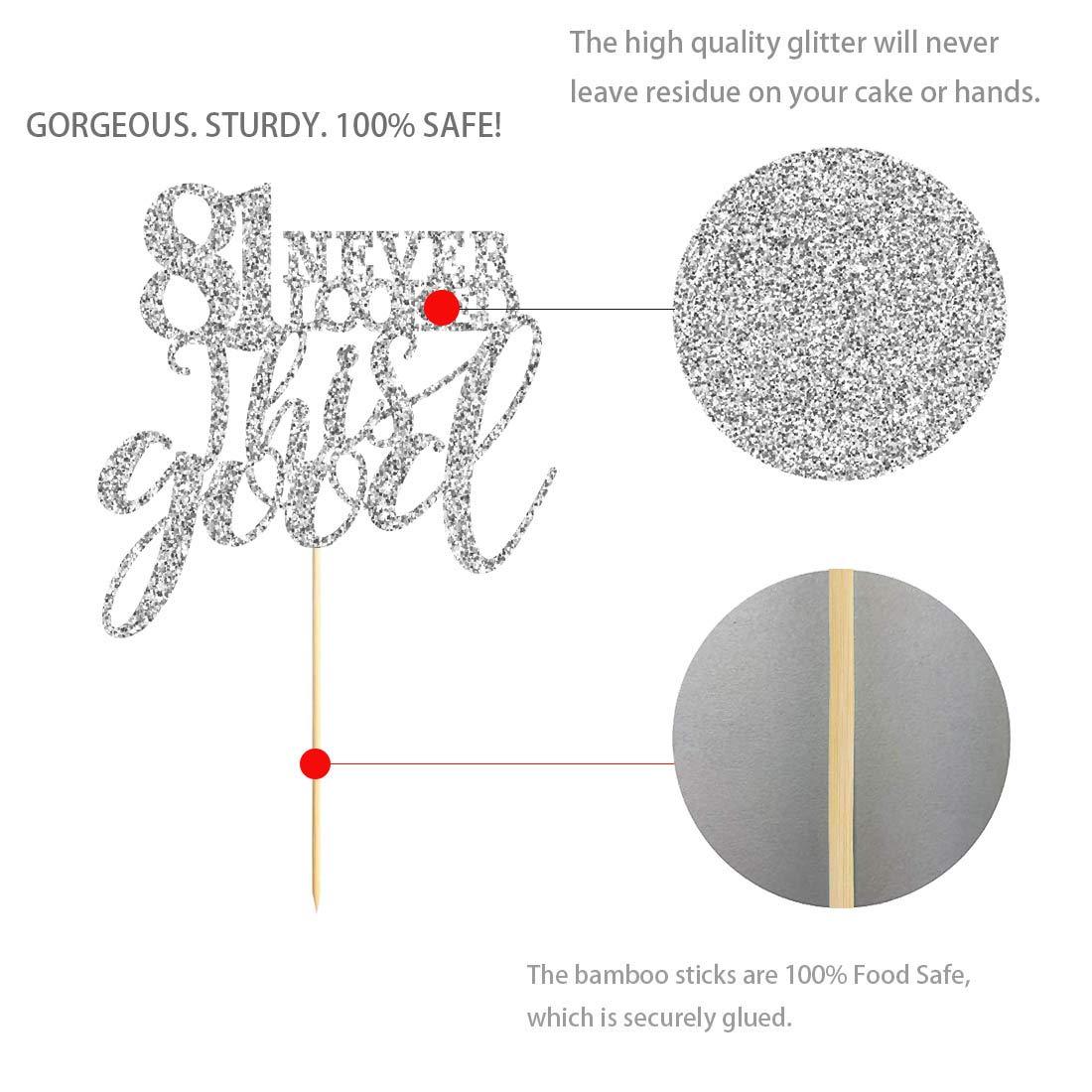 MAGJUCHE 81 Silver Glitter Happy 81st Birthday Cake Topper, Cheers to 81 Years Party Decorations, Supplies, cake topper