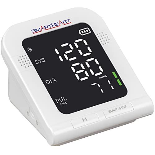 Heartsmart SmartHeart Blood Pressure Monitor | Wide-Range Upper Arm Cuff | Talking English Spanish Audible Instructions and Results | 199-Reading Memory