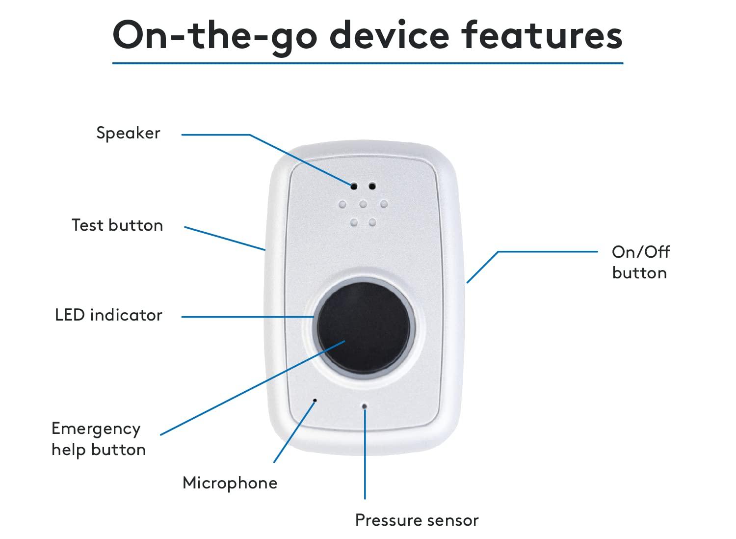 ADT ADT - On-The-Go Mobile Medical Alert System for Seniors - GPS Capabilities, Included Waterproof Wearable Panic Button, 24/7 U.S. Based Monitoring (White Wristband)