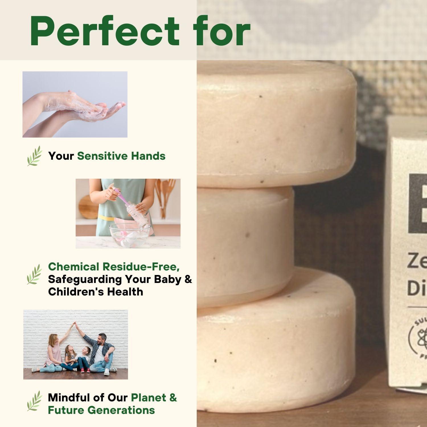 Fragranthetic BeEcoful Zero Waste Natural Dish Soap Bar (Pack of 3) - Vegan Dishwashing Block, Eco-friendly with Plastic-Free Packaging, Sustainable Organic Ingredients