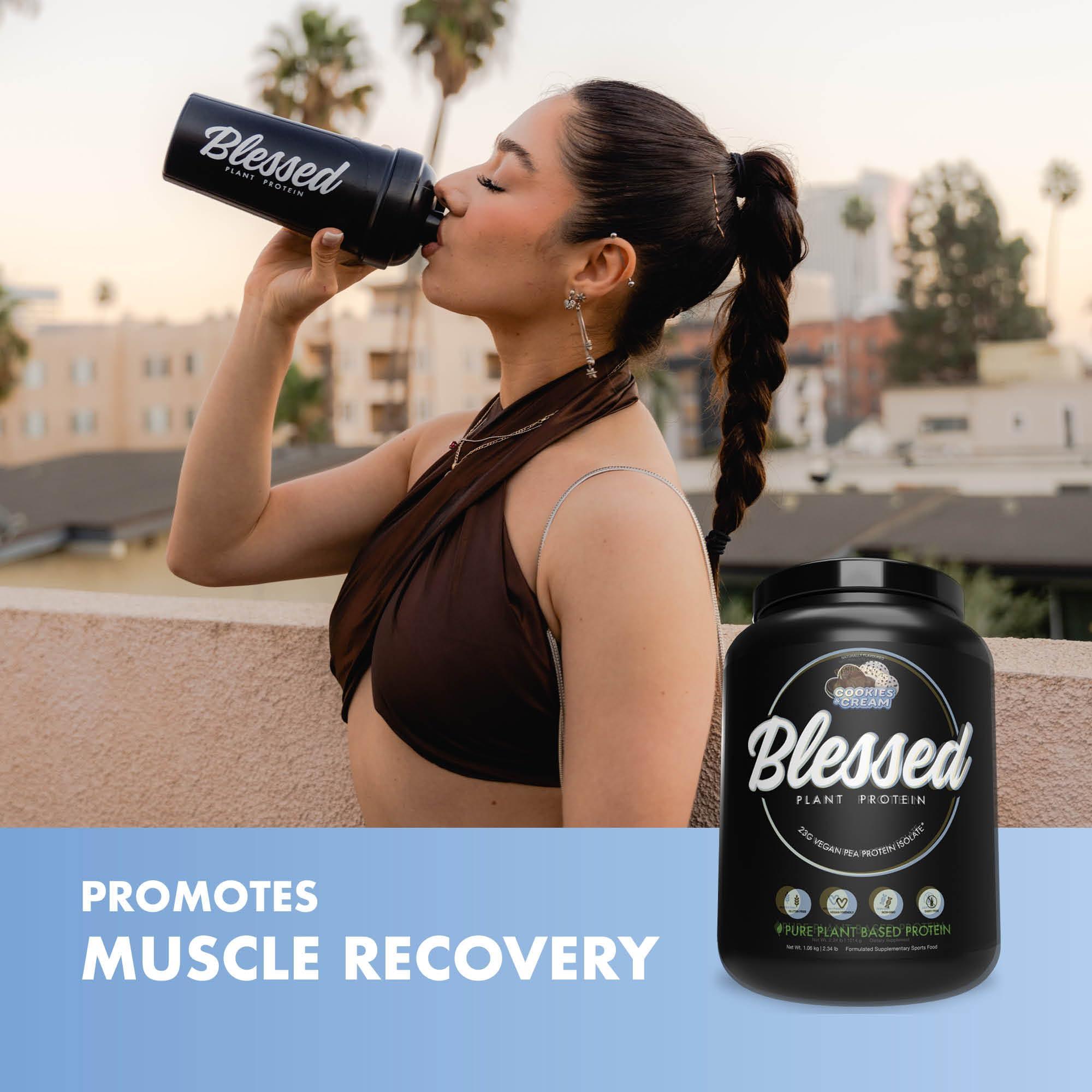 BLESSED BLESSED Vegan Protein Powder - Plant Based Protein Powder Meal Replacement Protein Shake, 23g of Pea Protein Powder, Dairy Free, Gluten Free, Soy Free, No Sugar Added, 30 Servings (Cookies & Cream)