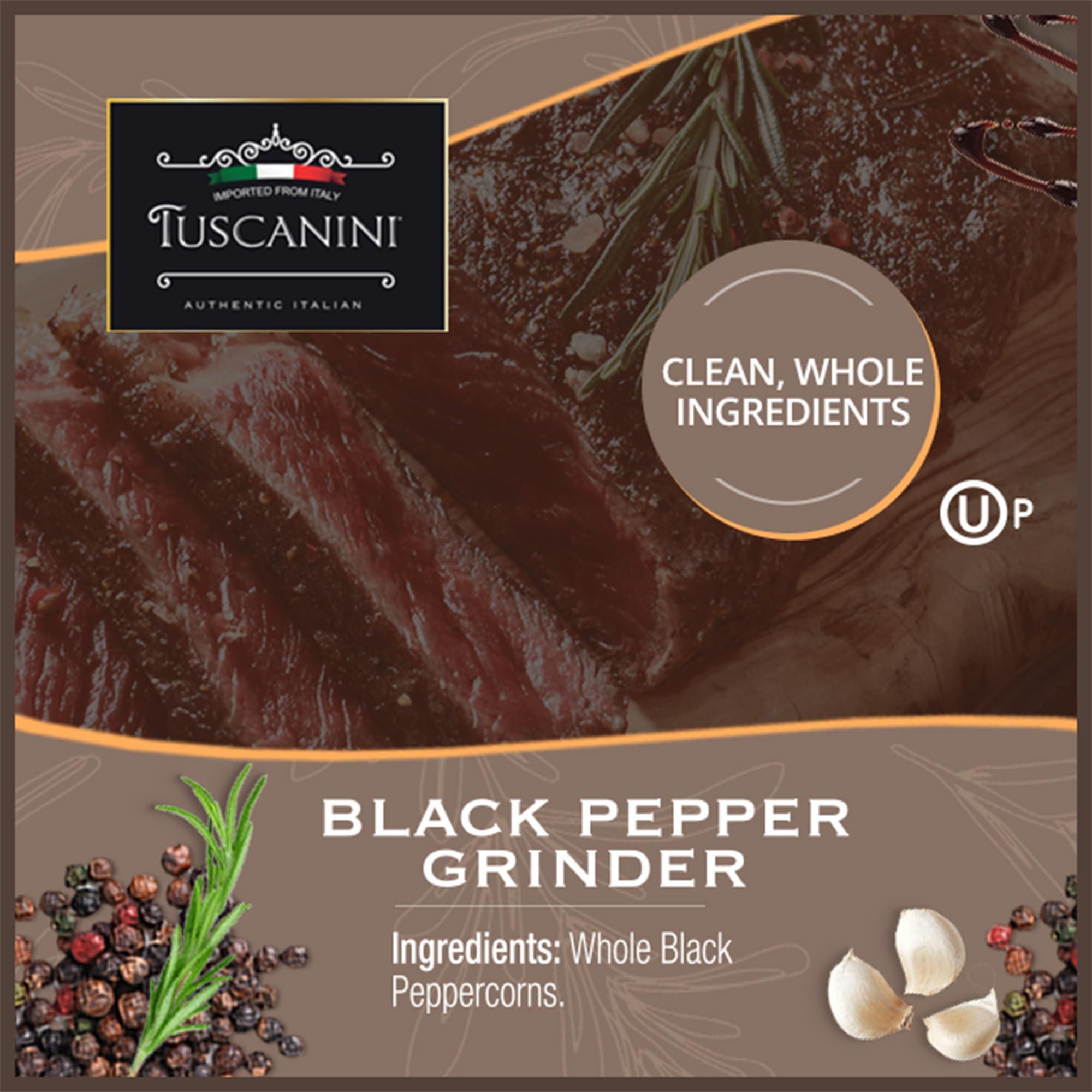 Tuscanini Tuscanini Premium Black Pepper Spice Grinder, 1.76oz | Freshly Ground Pepper | Product of Italy