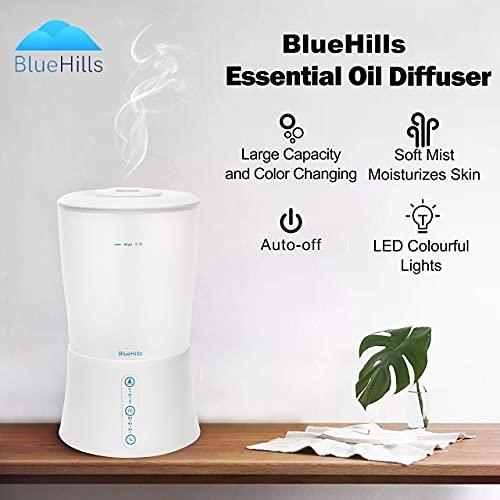 BlueHills BlueHills Premium 2000 Ml Set of 2 Large Essential Oils Diffusers for Large Rooms Big Capacity Models Adjustable Cool Mist Great Gift – Value Pack of 2 White