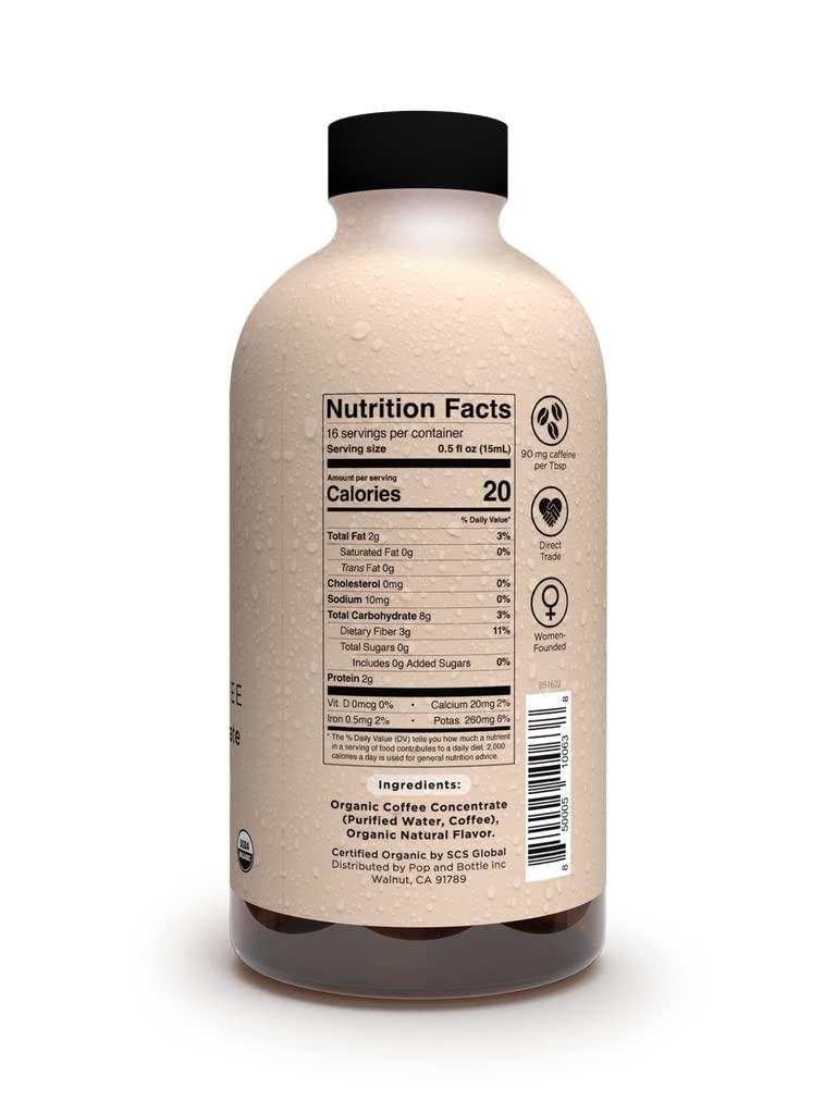 Pop & Bottle Pop & Bottle Coffee Concentrate - Cold Brew Concentrate, Iced Coffee Concentrate Liquid for Instant Ice Coffee & Cold Brew, Dairy Free, Makes Up to 16 Cups, USDA Organic - Mocha, 8 Fl Oz (2 Pack)