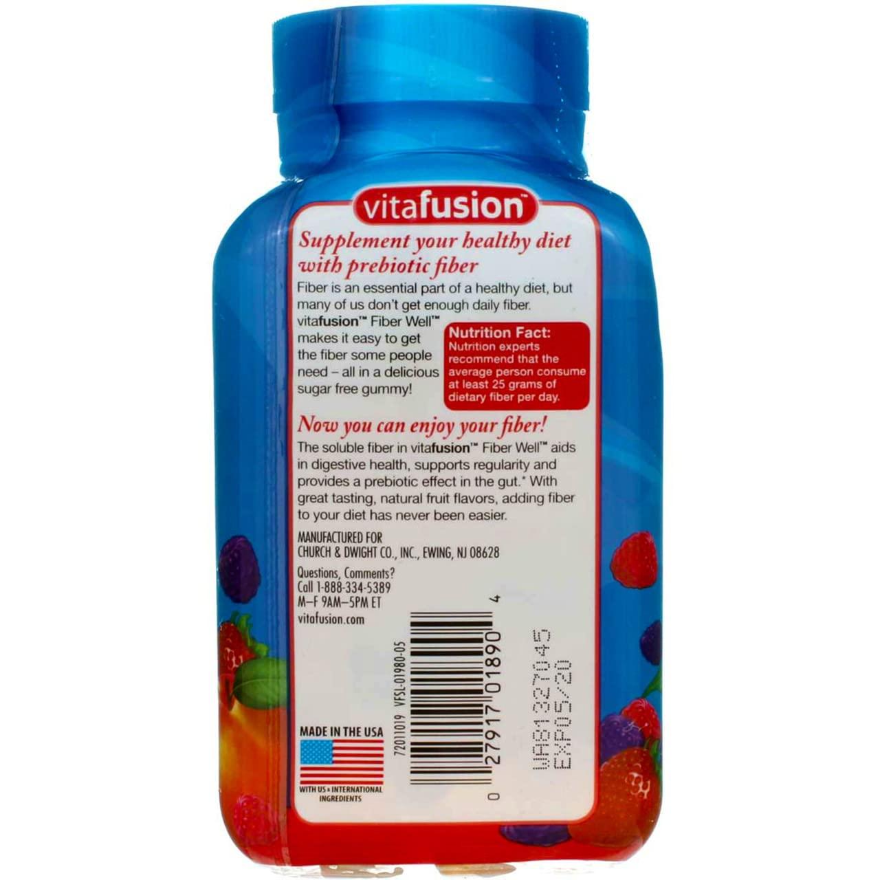 Vitafusion Vitafusion Fiber Gummies Fiber Supplement Peach, Strawberry and Blackberry Flavors 90 Each (Pack of 8)