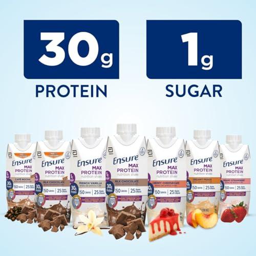 Ensure Ensure Max Protein Nutrition Shakes, Variety Pack, With 30g of Protein, 1g of Sugar, Nutrients to Support Immune System Health, High Protein Shake, 11 fl oz, Pack of 8, Liquid