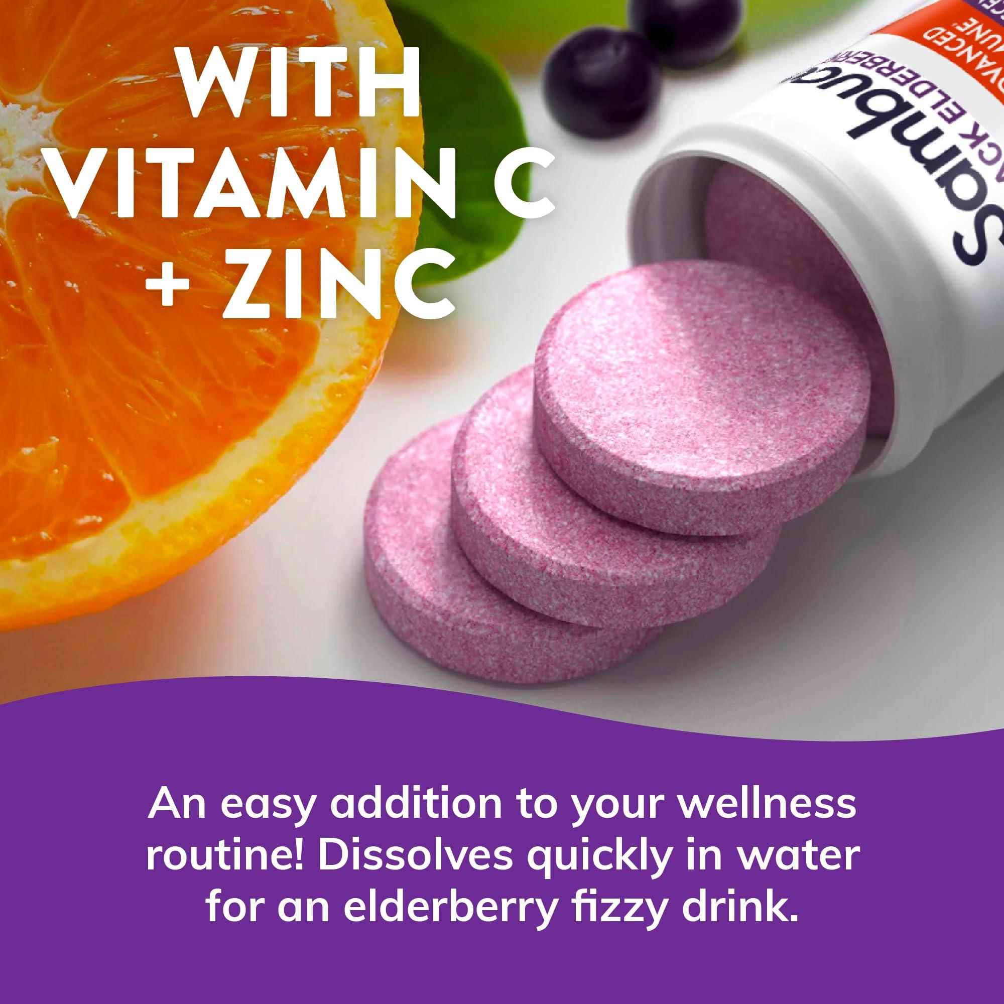 Sambucol Sambucol Black Elderberry Tablets with Vitamin C & Zinc - Immune Support Supplement, Black Elderberry with Zinc and Vitamin C Effervescent Tablets, High Antioxidants, Drink Fizzies - 15 Tablets