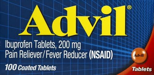 Advil Advil Pain Reliever and Fever Reducer, Pain Relief Medicine with Ibuprofen 200mg for Headache, Backache, Menstrual Pain and Joint Pain Relief - 100 Coated Tablets (Pack of 2)