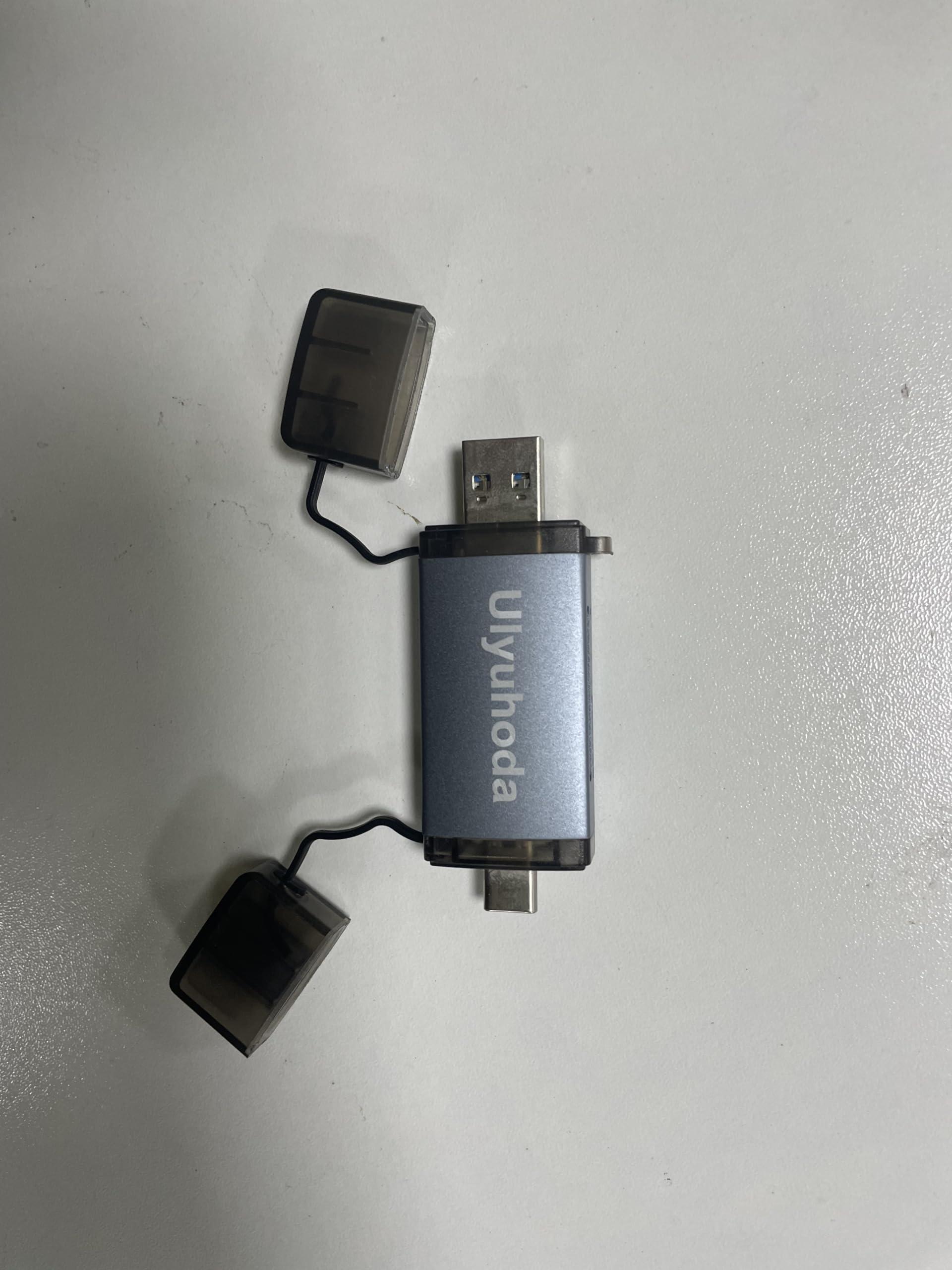 Ulyuhoda USB 3.0 SD Card Reader, 2 Slots Memory Card Reader with a Build-in Micro SD Card Cap for SDXC/SDHC/UHS-I SD Cards, TF/Micro SD Cards Reader