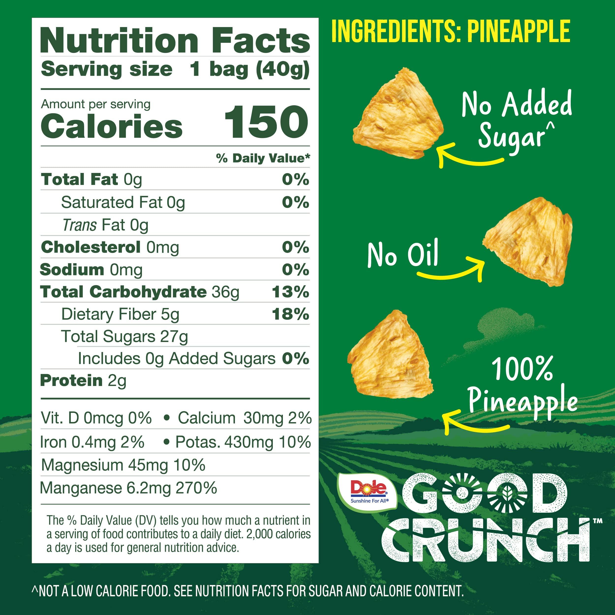 Dole Dole Good Crunch Pineapple Dried Fruit Bites, Gluten Free & Vegan Snack, 1.4oz Bags (Pack of 6)