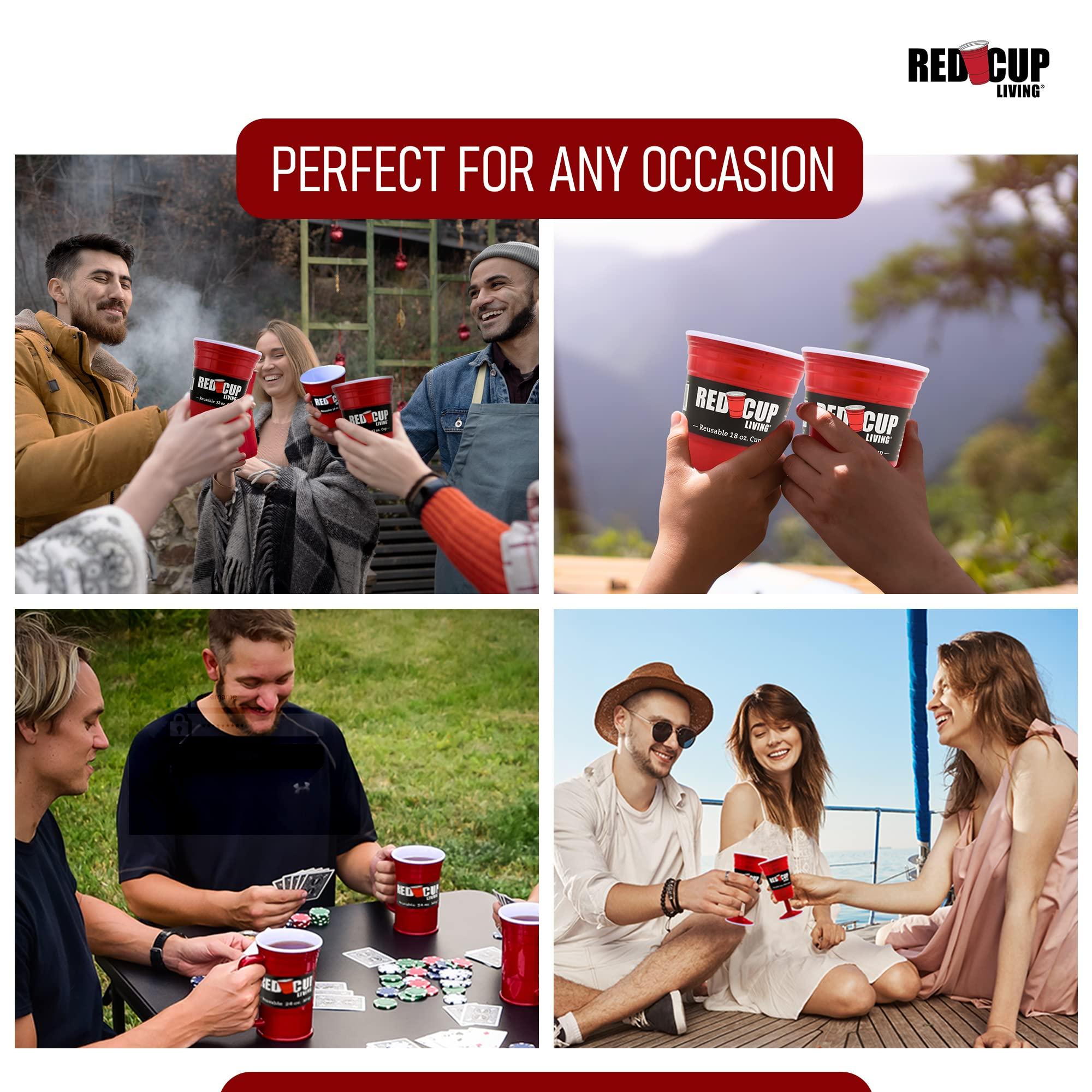 Red Cup Living Red Cup Living Set of 2 -32 Oz Reusable Party Mug, Glass & Tumbler | Ideal for Kids & Adults, Reusable Drinking Supplies for Birthday Party, Camping, Travel Outdoors |Durable & Unbreakable, BPA Free