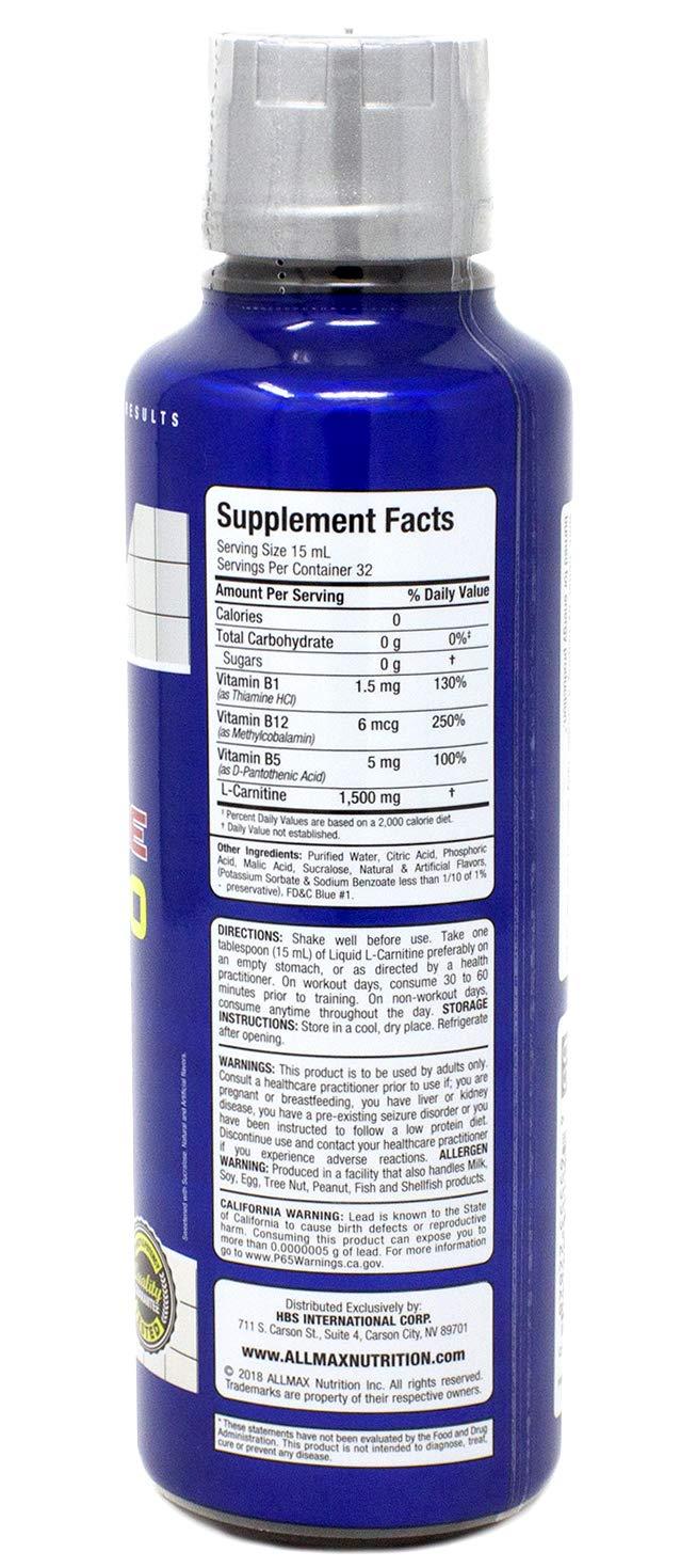 ALLMAX Nutrition ALLMAX Nutrition Liquid L-Carnitine 1500, Blue Raspberry, 16 oz (473 ml)